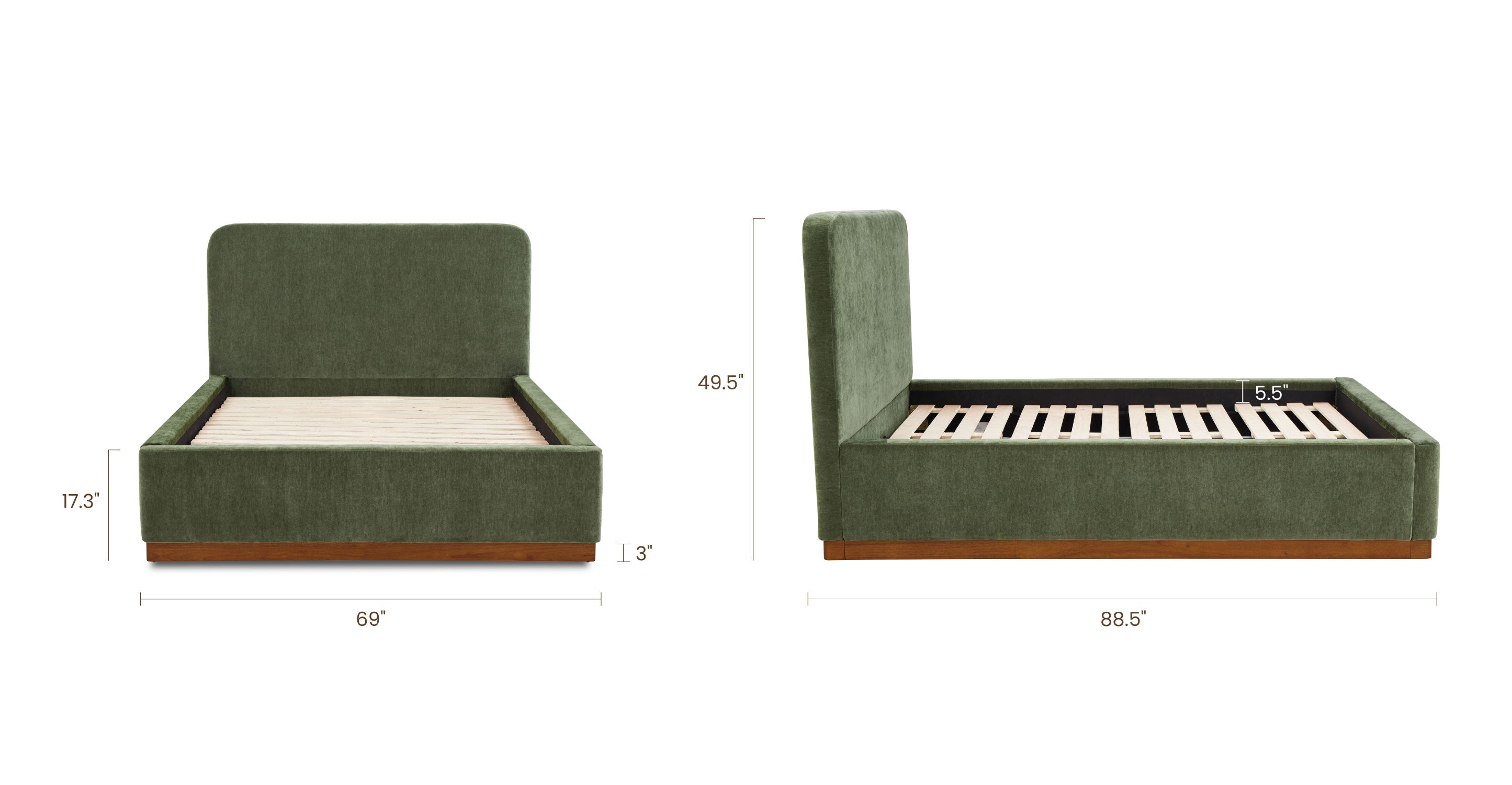 Elegant Mantua Bed Frame - Queen Size Upholstered Platform Bed with Wooden Slats - Perfect for Modern Bedrooms & Guest Rooms