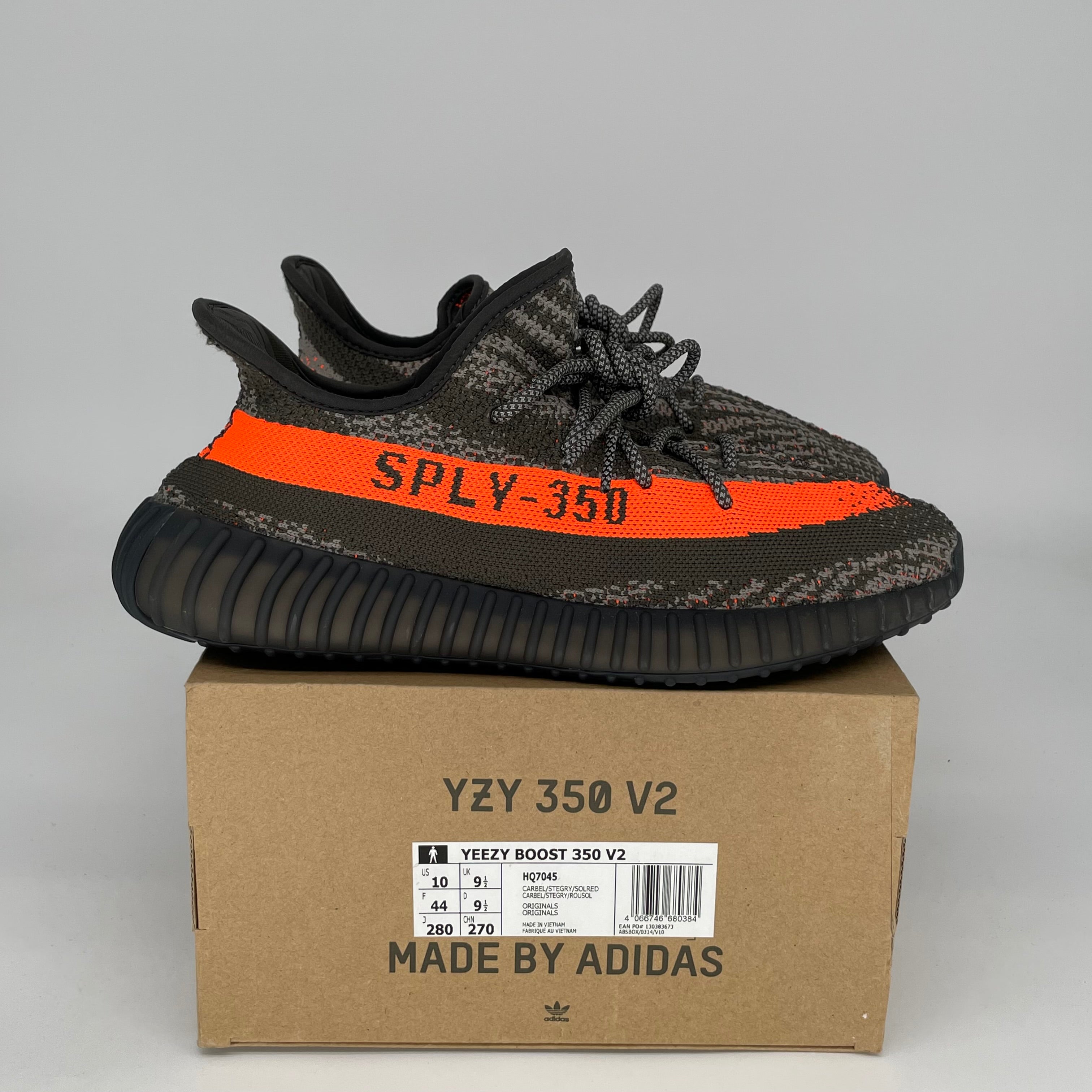 Adidas Yeezy Boost 350 V2 Carbon Beluga Men's Sneakers - Size 10 (HQ7045) | Comfortable Running Shoes for Casual Wear & Street Style