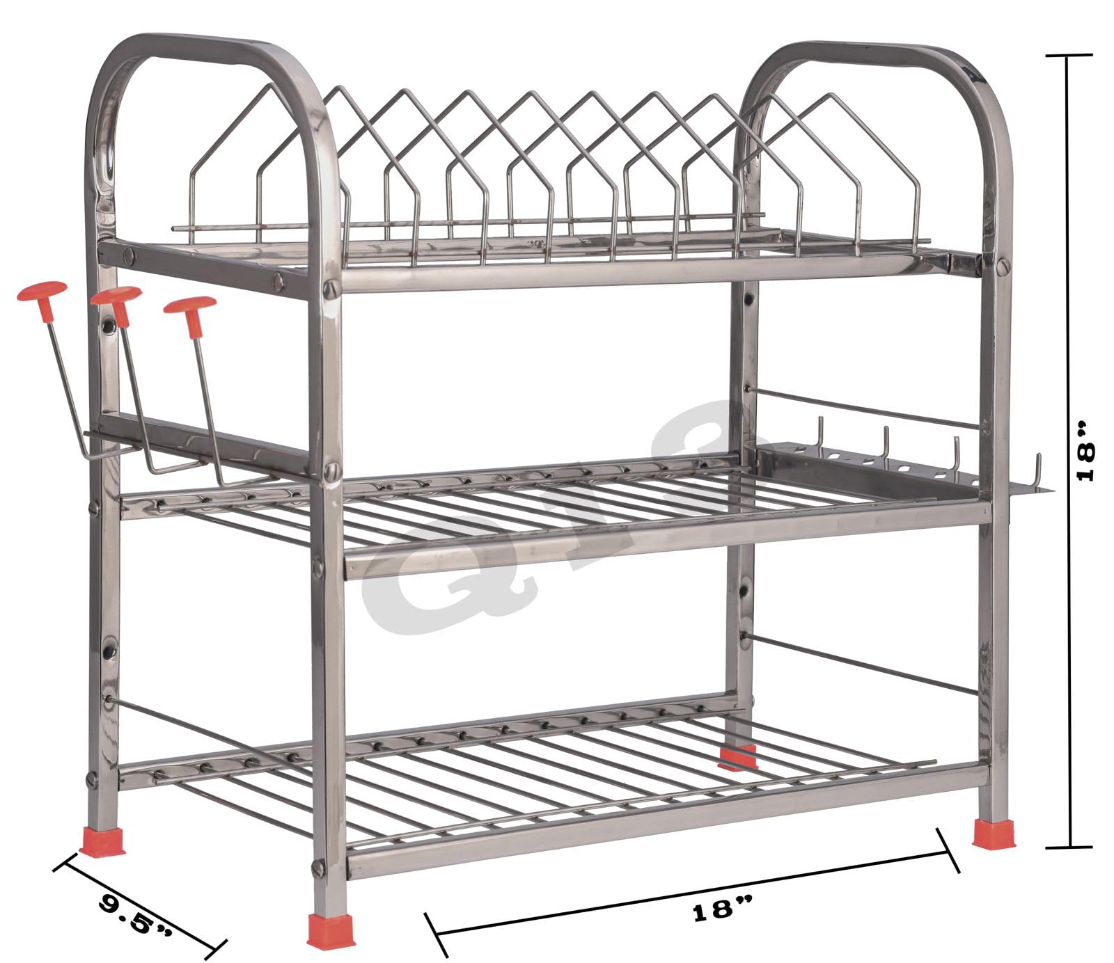 4RCE Stainless Steel Kitchen Utensil Stand | 18x18 Dish Rack & Organizer | Wall Mount or Countertop Drying Rack for Spoons, Ladles & Cooking Tools | Perfect for Small Kitchens & Dish Drying Stations