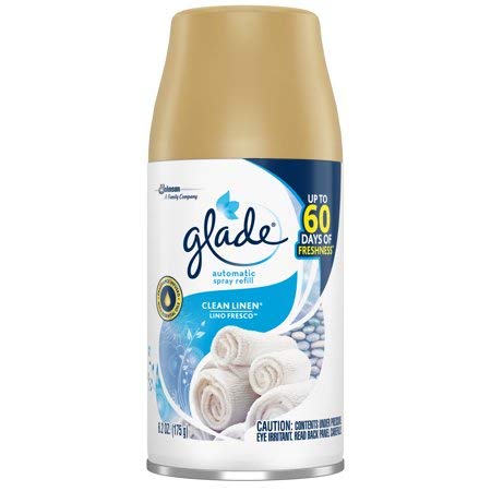 Glade Automatic Spray Refill - Clean Linen Scent, 6.2 oz (2 Pack, Total 4 Count) - Lasts Up to 60 Days - Compatible with Glade Holders - Perfect for Home, Office, Bathroom & Kitchen Freshening