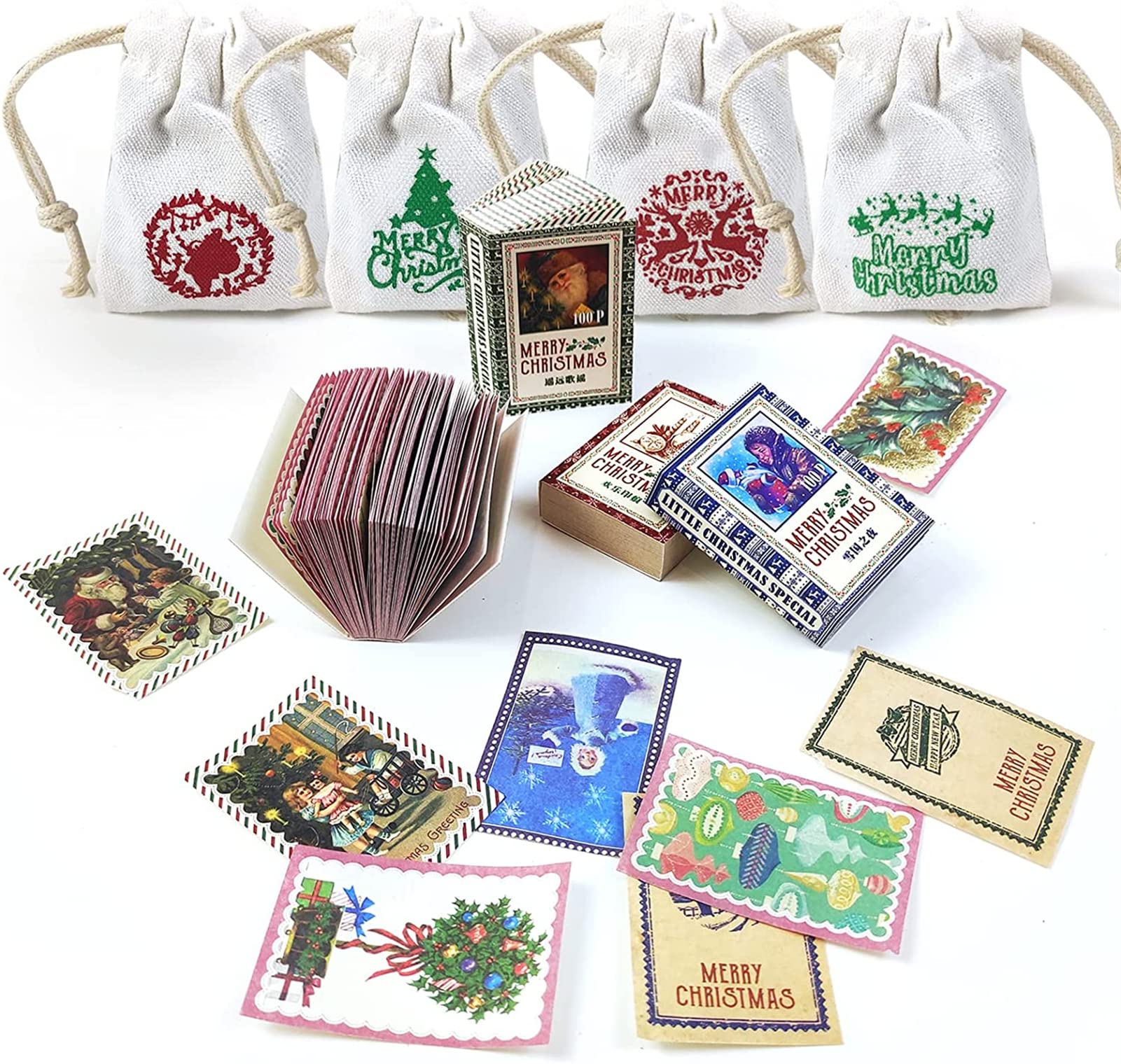 400 Pcs Christmas Scrapbook Paper Set - Aesthetic Holiday Stationery for DIY Crafts, Scrapbooking, Journaling & Photo Albums | Xmas Santa & Elk Themed Decorative Paper for Card Making, Gift Wrapping & Festive Home Decor