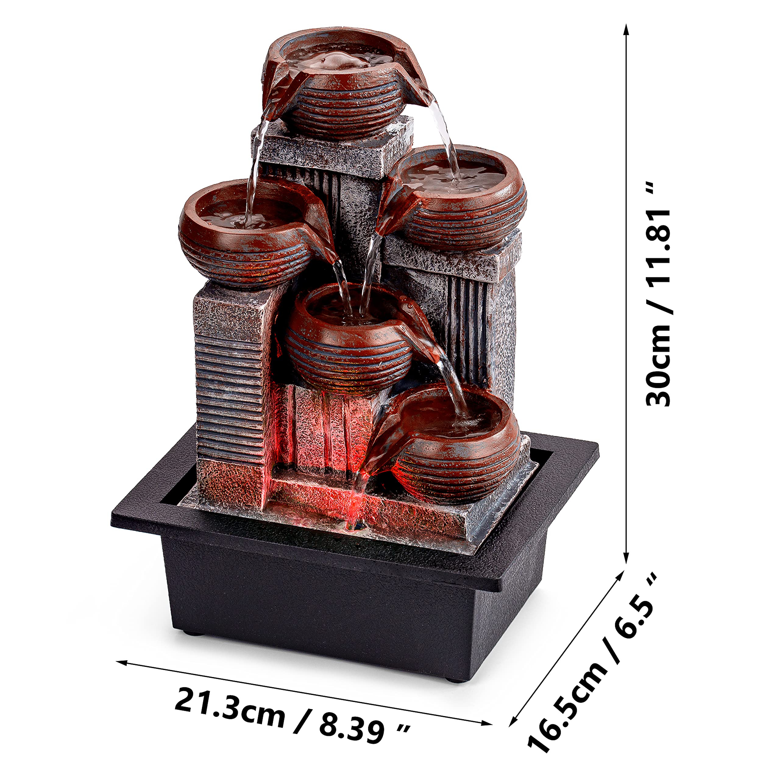 5-Tiered Indoor Water Fountain with LED Lights - 12