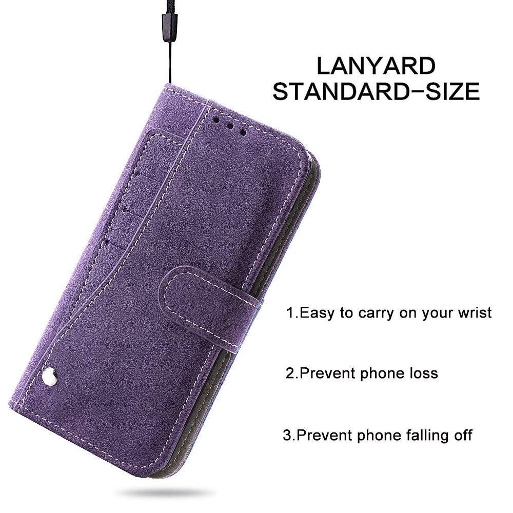 Premium Leather Wallet Case for Samsung Galaxy A8 2018 - Luxury Flip Folio Cover with Credit Card Slots, Kickstand & Qi Wireless Charging Support (Purple) | Perfect for Work, Travel & Everyday Protection