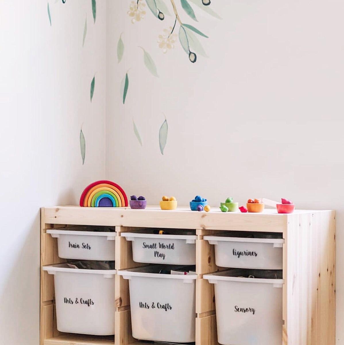 Custom Toy Storage Labels & Large Organizer Tubs for Kids Room - Perfect for Playroom, Nursery, and Closet Organization