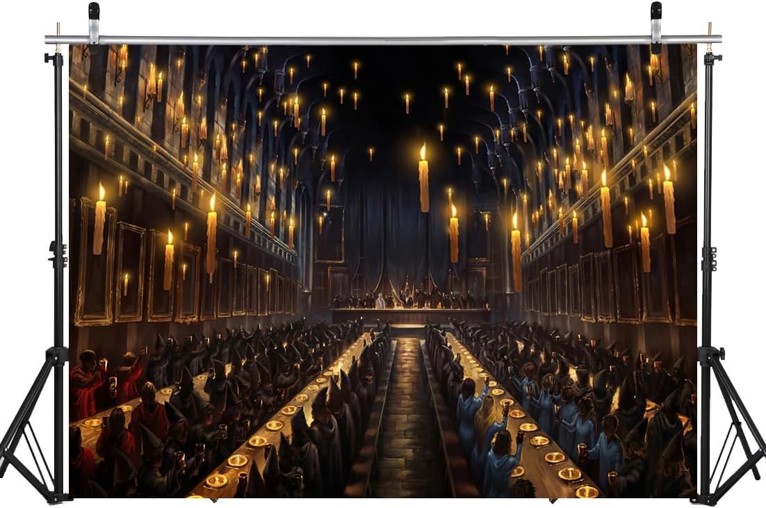 WOLADA 7x5FT Magic Castle School Backdrop - Halloween Photo Background for Witch Wizard Theme, Birthday Party Decor, Restaurant Wall Decor - Perfect for Photography, Classroom Decorations & Themed Events