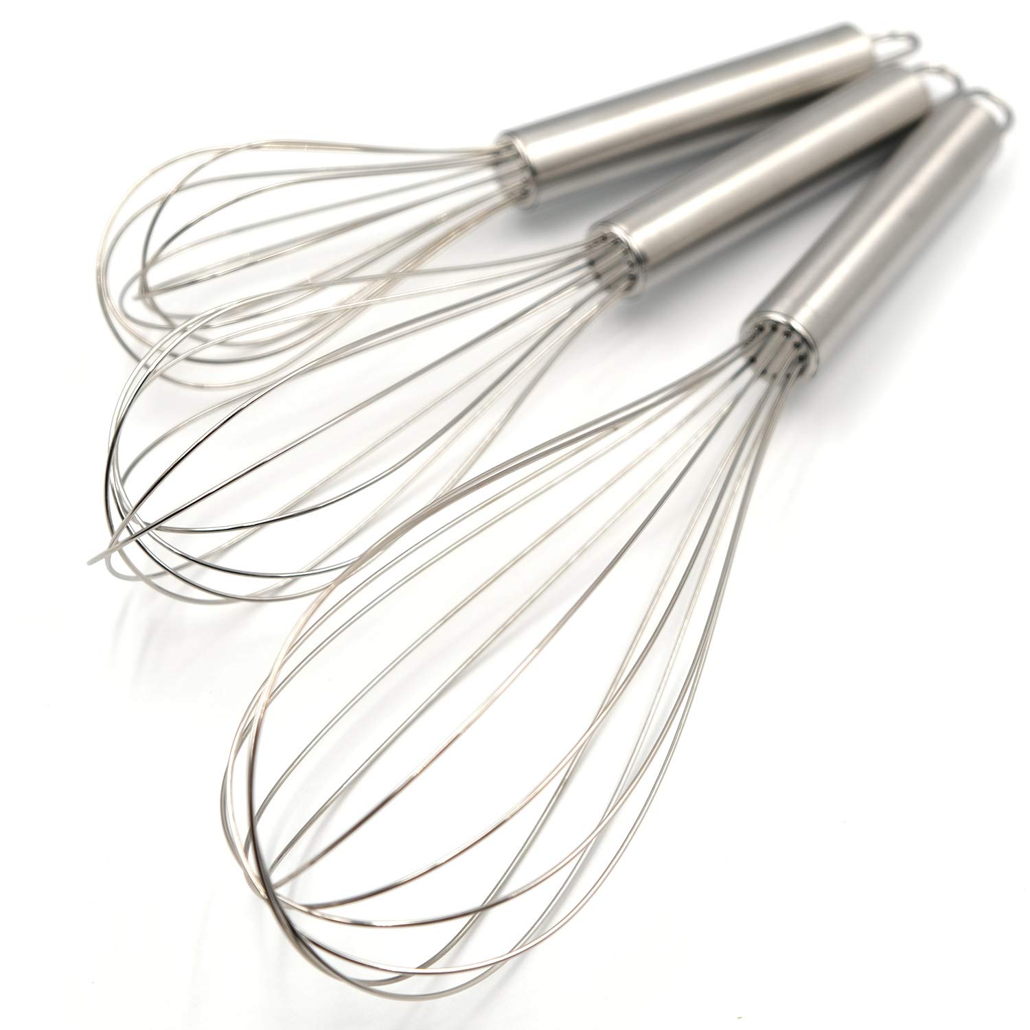 Mayata 3-Piece Manual Egg Beater Set - Self Turning Stainless Steel Whisk for Baking, Hand Blender for Eggs, Cream & Dough - Perfect Kitchen Tools for Cakes, Pancakes & Desserts