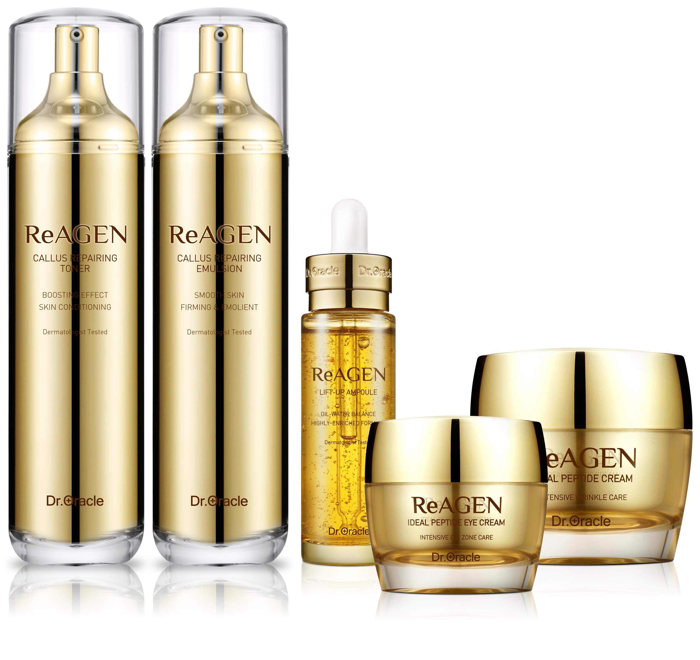 ReAGEN Anti-Aging Skincare Set - Toner, Serum, Moisturizer, Eye Cream for Youthful & Plump Skin | Dermatologist Tested by Dr.Oracle | Daily Hydration & Wrinkle Reduction Routine
