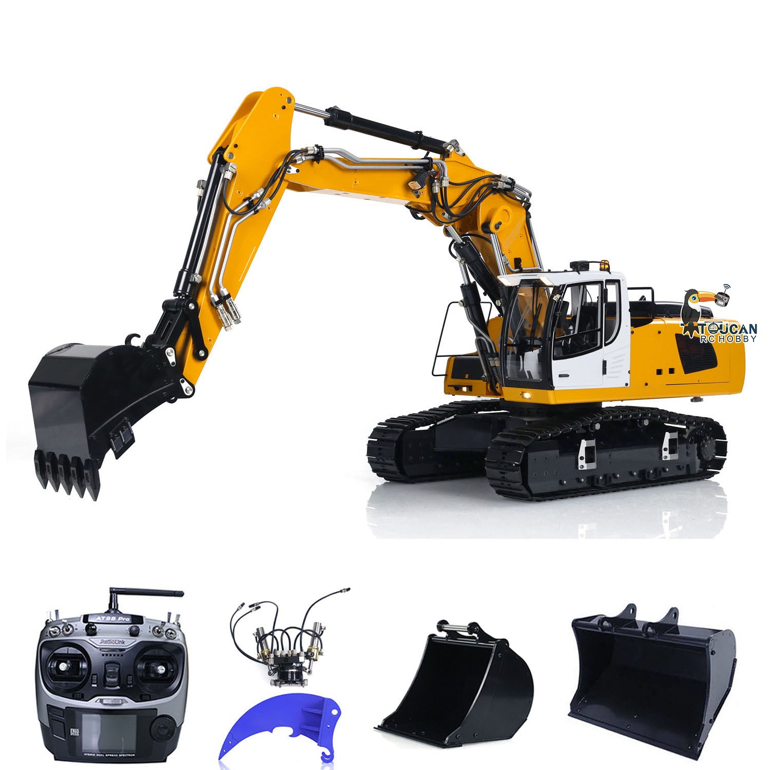 1/14 Scale Radio Control 946 3 Metal Excavator - 10 Channel RC Construction Toy with Painted Body, Rotating Metal Bucket & Tiltable Ripper for Kids & Adults - Perfect for Construction Site Play, Collecting & Outdoor Activities
