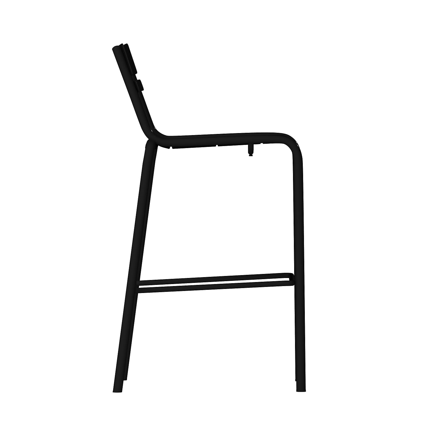 Flash Furniture Nash Commercial Grade Steel Stack Stool - Set of 2 Black Indoor-Outdoor Bar Stools with 2 Slat Back - Perfect for Home Bars, Restaurants & Patios