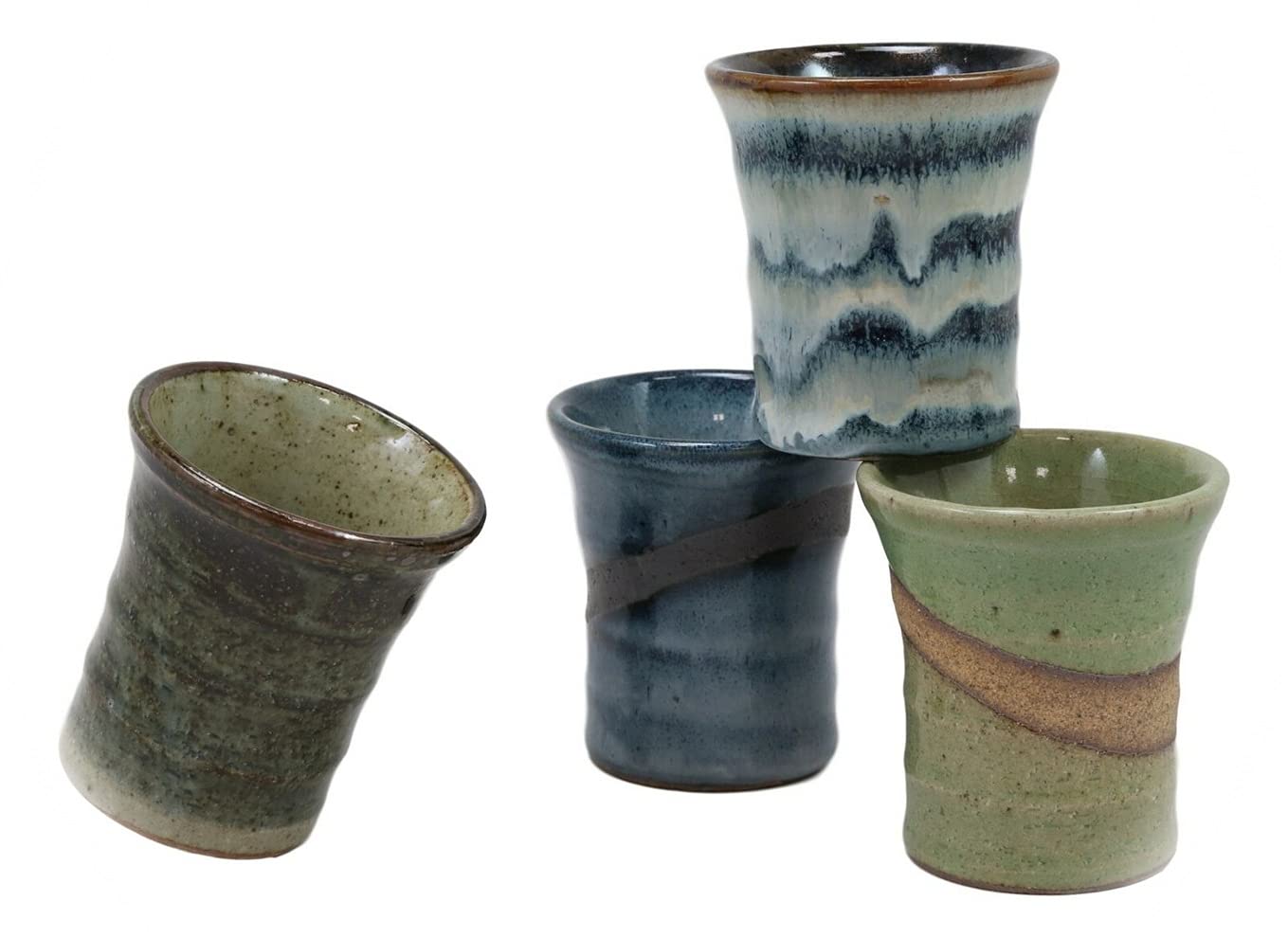 Japanese Abstract Art Glazed Porcelain 5oz Coffee Tea Cups Set - Colorful Handcrafted Ceramic Mugs for Home Decor, Gifts & Daily Use (EB-5635GIF) - Perfect for Tea Parties, Coffee Breaks & Birthday Presents