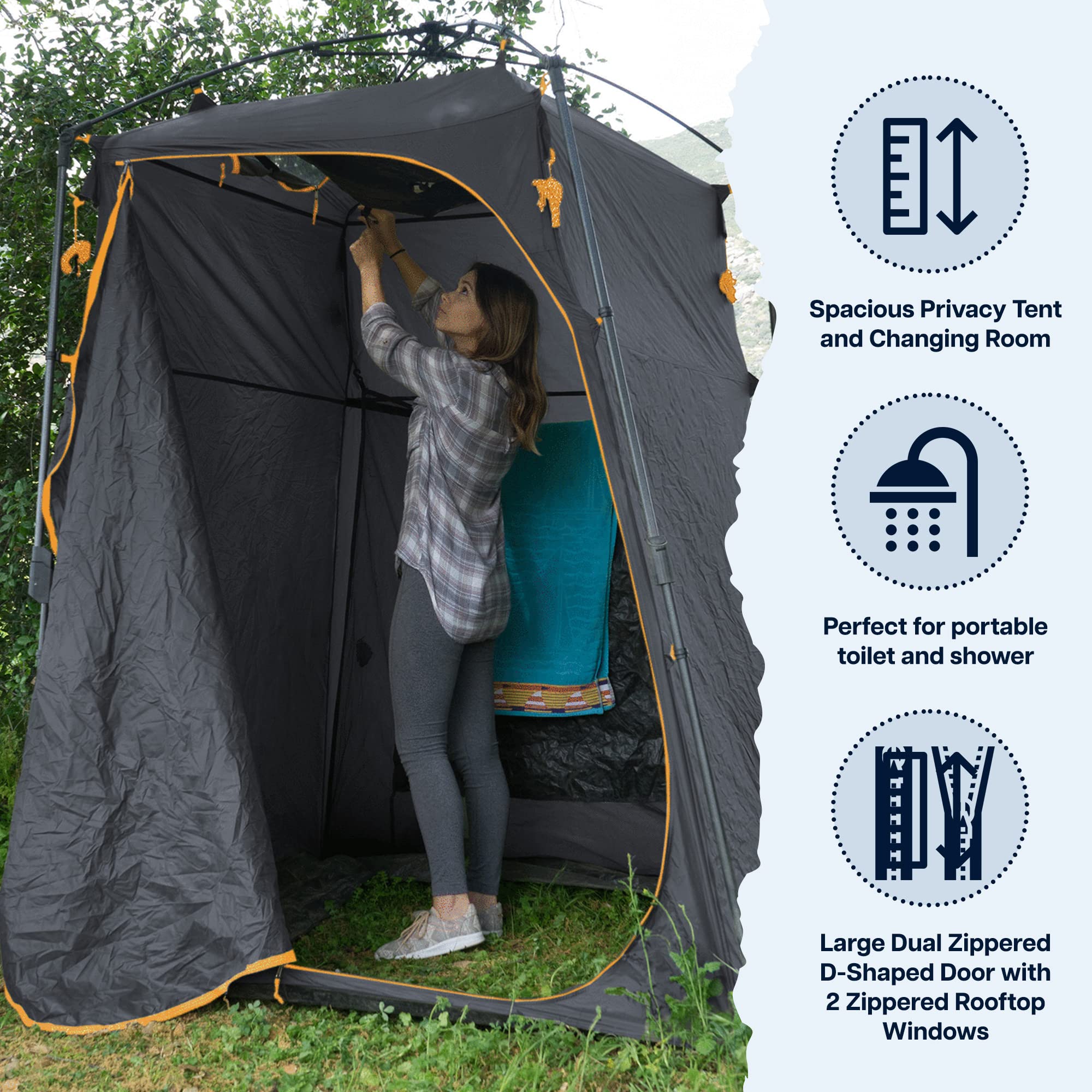 Lightspeed Outdoors 3-in-1 Pop Up Privacy Tent - Portable Changing Room, Outdoor Shower & Camp Bathroom for Camping, Beach, Pool & Outdoor Adventures | Instant Setup Shelter for Privacy & Convenience