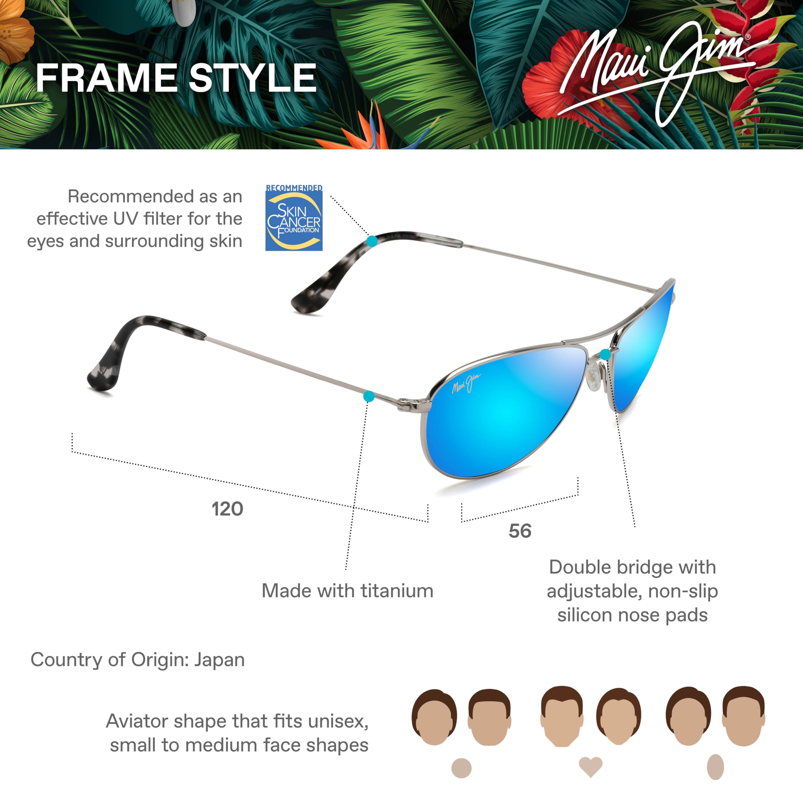 Maui Jim Baby Beach Polarized Aviator Sunglasses for Men & Women - UV Protection, Lightweight Frame - Perfect for Beach, Driving & Outdoor Activities