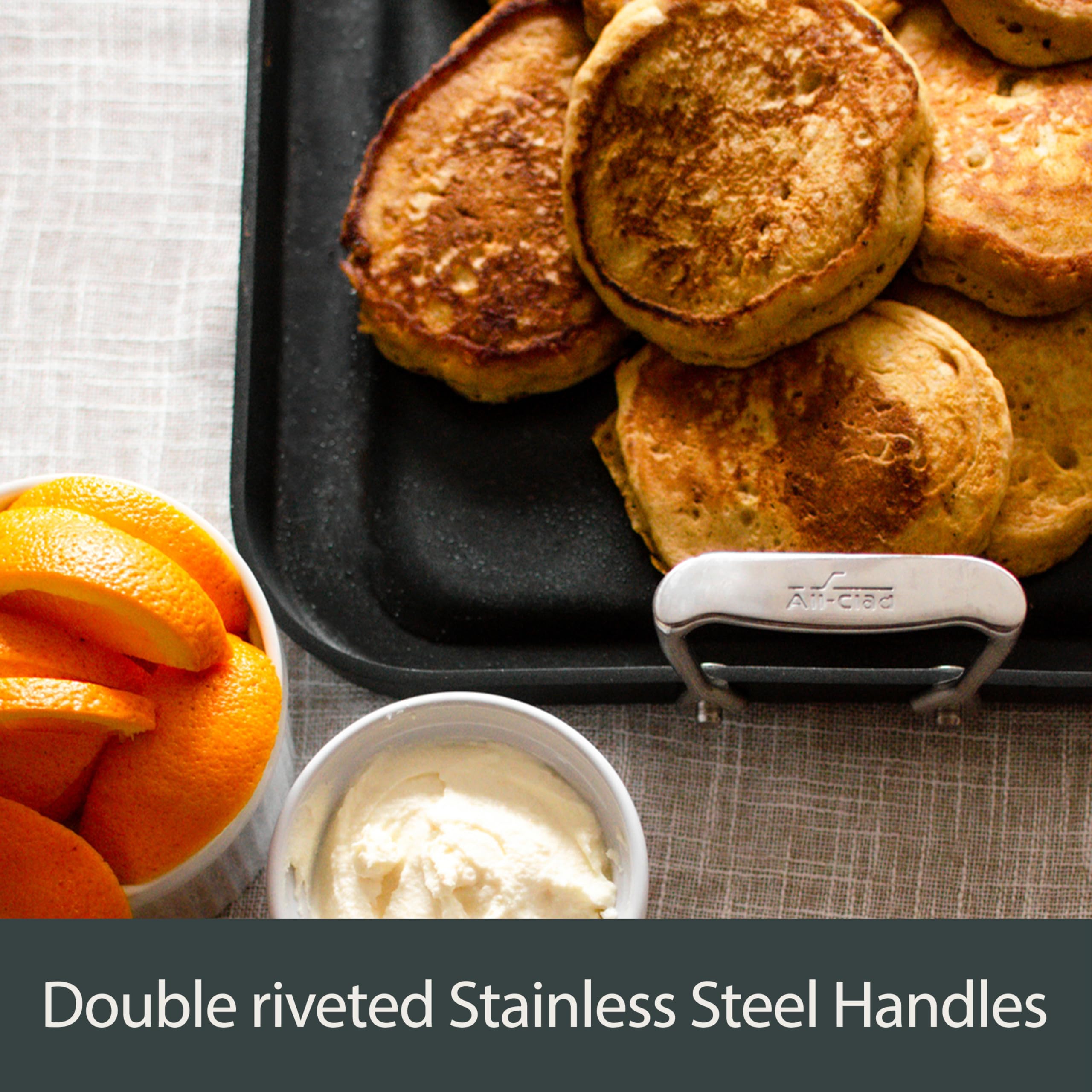 All-Clad HA1 Hard Anodized Nonstick Griddle Pan 13x20 Inch - Oven & Broiler Safe Up to 500°F - Professional Black Cookware for Pancakes, Steaks & Family Breakfasts