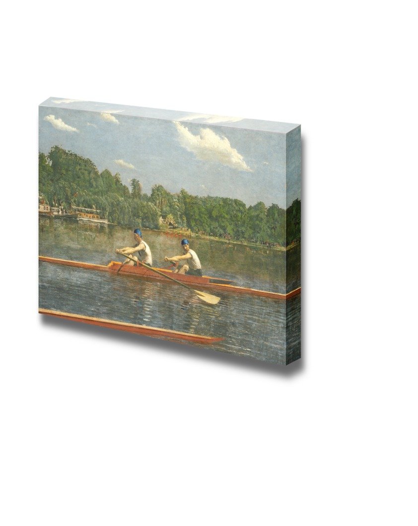 The Biglin Brothers by Thomas Eakins - Premium Canvas Wall Art Print - 32x48 Inches - Vintage Rowing Painting for Living Room, Office & Home Decor