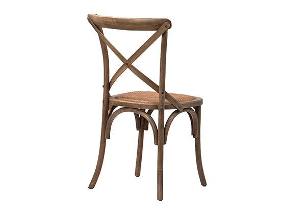 Stylish Rattan and Oak X-Back Chair - Perfect for Patio, Garden, and Outdoor Relaxation