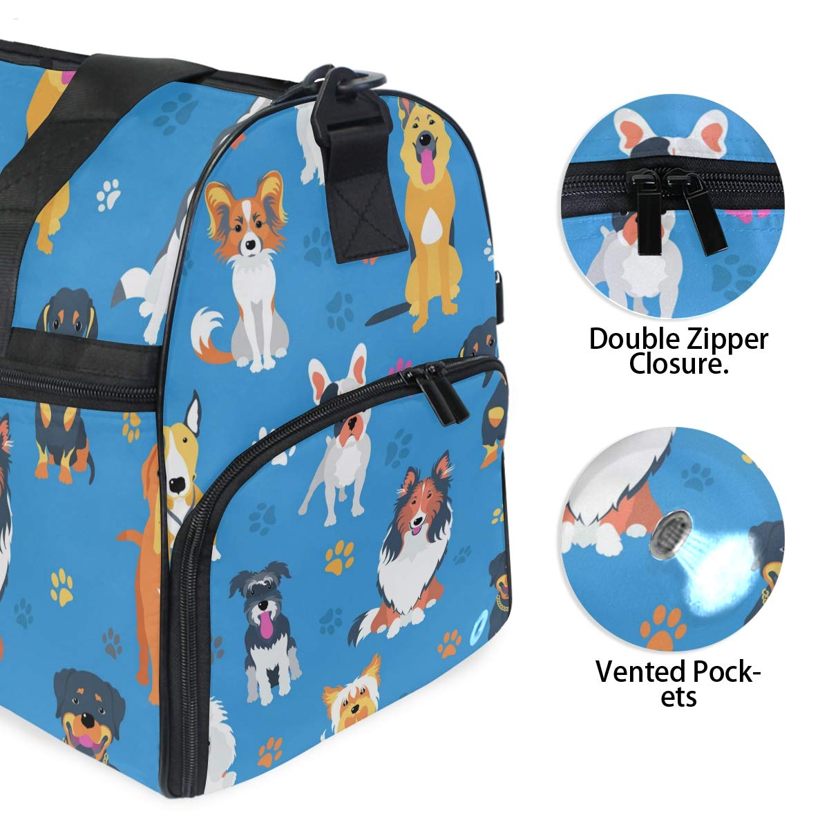 Stylish Animal Dog Paw Print Travel Duffel Bag for Women & Men - Sport Gym Bag with Separate Shoes Compartment - Perfect for Overnight Trips, Weekend Getaways, Workouts & Outdoor Adventures