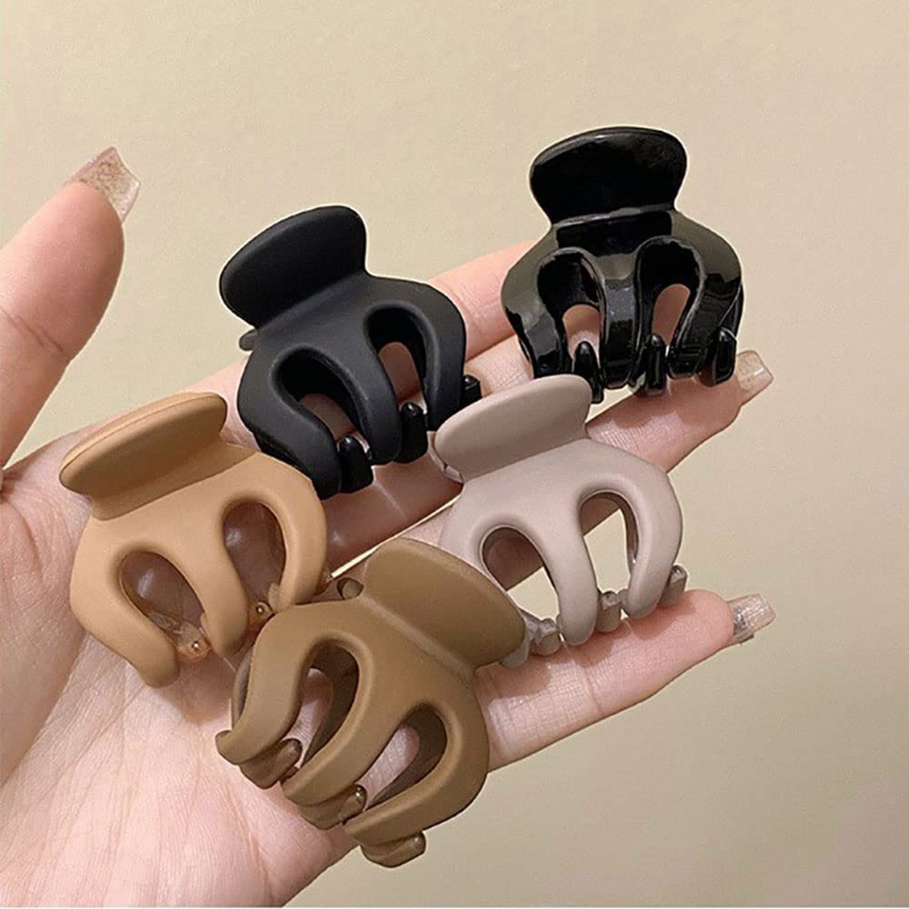 Strong Plastic Hair Claw Clips for Women - 6pcs Set (3.5cm) for Thick, Thin, Straight, Curly & Wavy Hair - Black & Brown Hair Accessories - Perfect for Ponytails, Buns & Everyday Styling