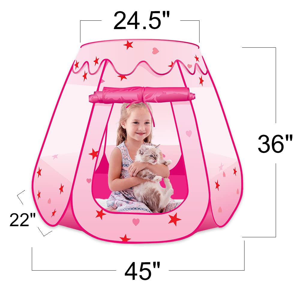 **ArtCreativity Princess Pop Up Play Tent for Kids - Foldable Indoor & Outdoor Playhouse with Carry Bag, Ball Pit Toys for Toddlers Ages 3-4 - Perfect for Birthday Gifts, Pretend Play & Backyard Fun**