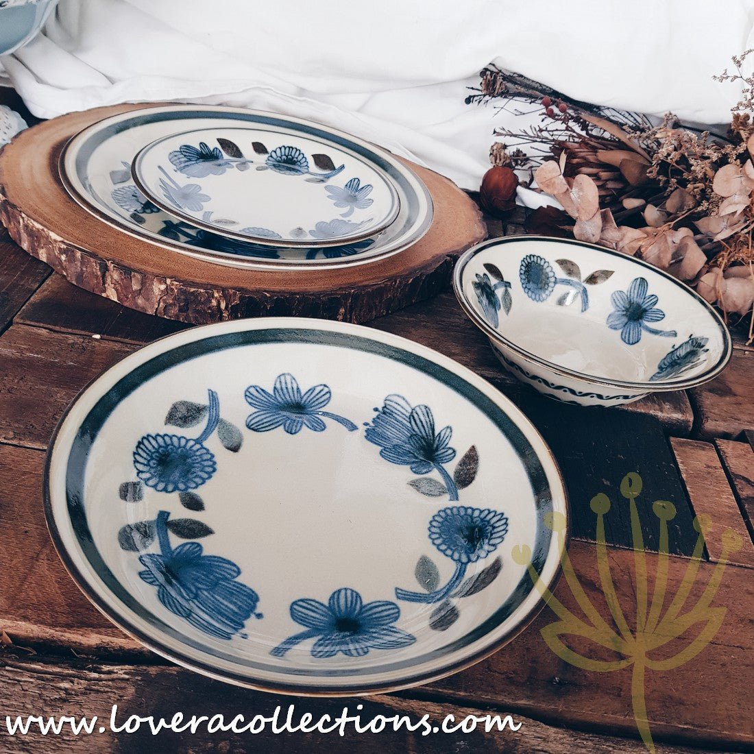 Scandinavian Floral Dinnerware Set - Elegant Porcelain Plates & Bowls for Home Dining & Entertaining - Perfect for Everyday Meals, Parties & Special Occasions