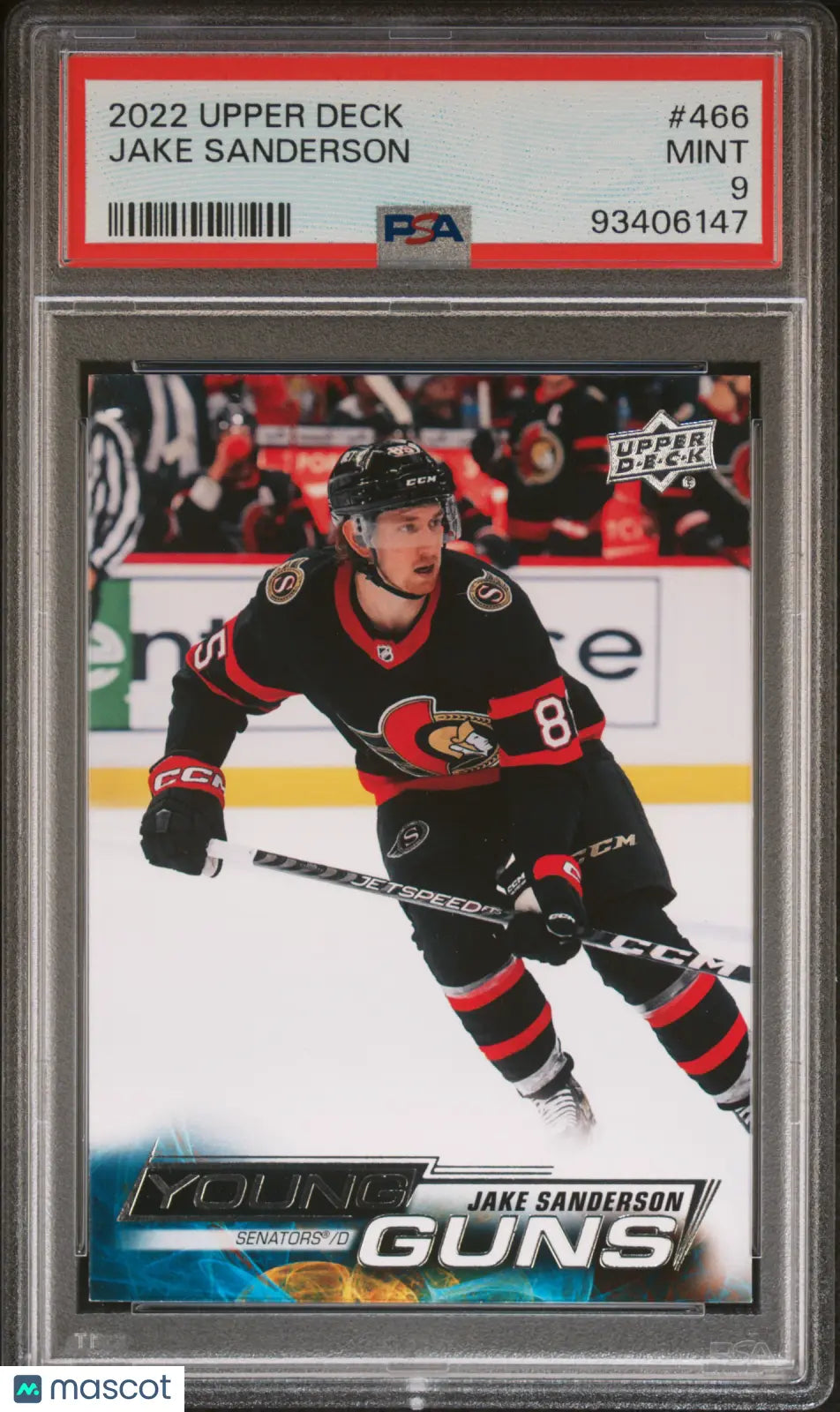 2022-23 Upper Deck Series 2 Hockey Jake Sanderson Young Guns Rookie Card PSA 9 Mint - Perfect for NHL Collectors, Sports Memorabilia Display & Hockey Fan Gifts