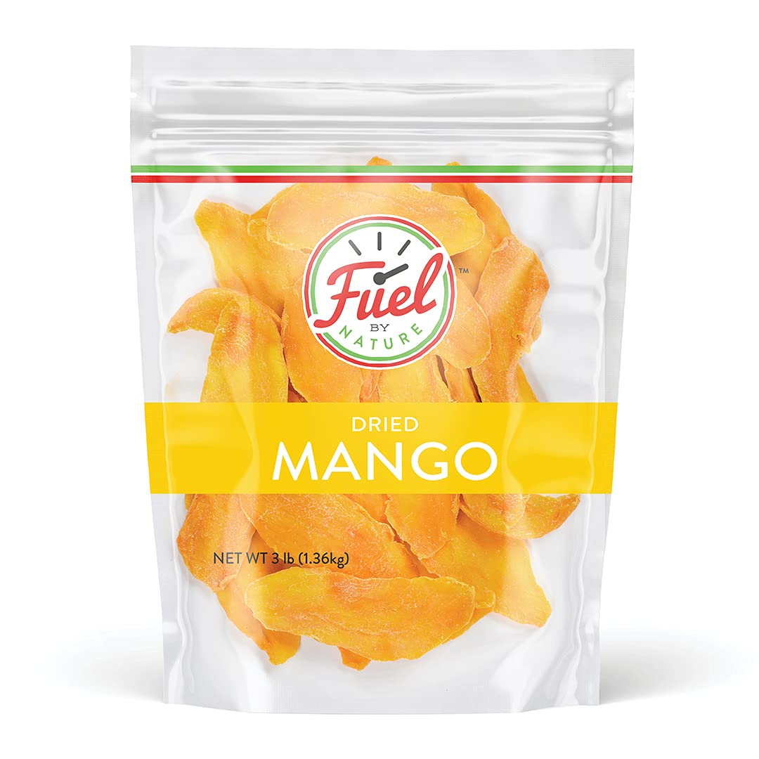 Premium Dried Mango Slices by Fuel By Nature | 3lb Bulk Bag | Organic Philippine Mangoes | High Energy Healthy Snack | Vegan, Gluten-Free | Perfect for Hiking, Office & Kids Lunchboxes