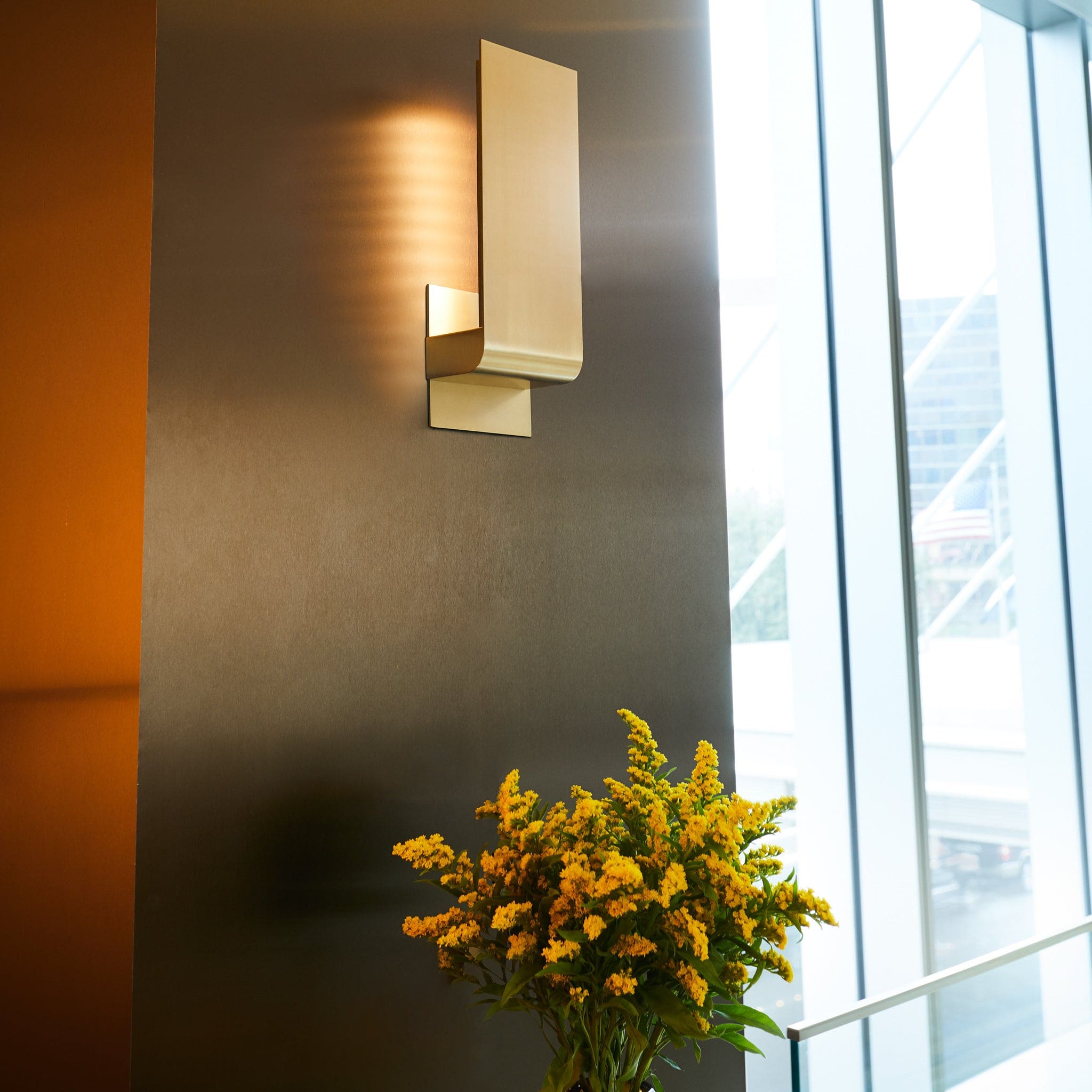 Oxygen Halo 3 535 40 Wall Sconce LED Light Fixture - 14.25 Inch Modern Sconce with 3000K Warm White Light in Aged Brass Finish - Perfect for Bedroom, Living Room & Hallway Lighting