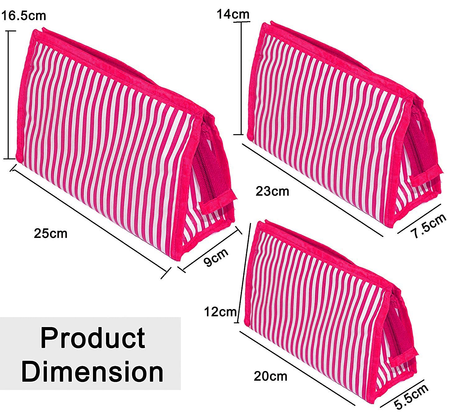 KIVYA Travel Pouch Storage Bags Set of 3 - Waterproof Makeup Organizer, Jewelry Case & Toiletry Bag for Women | Perfect for Travel, Gym & Daily Cosmetics Storage (Pink)