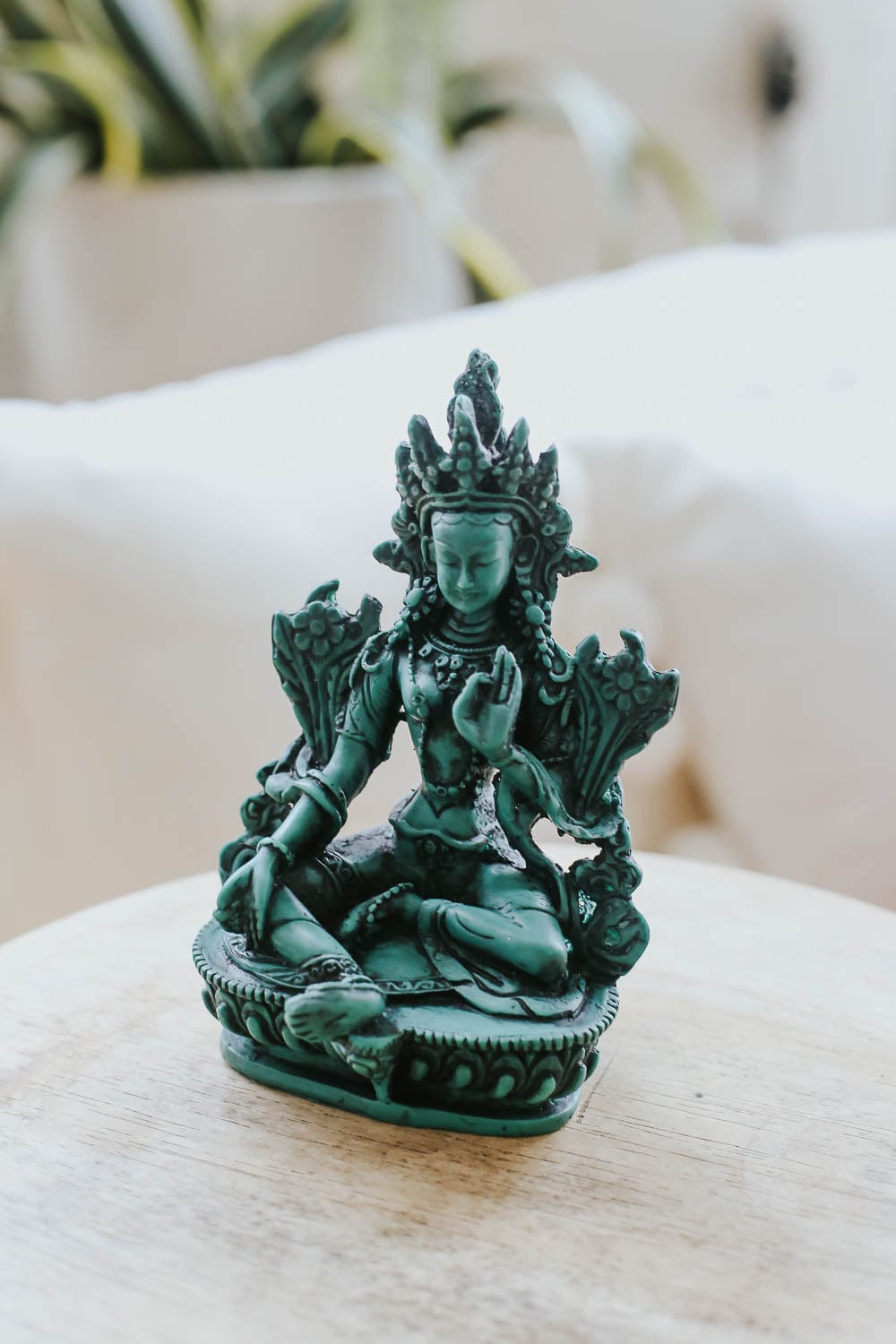 Green Tara Resin Statue - Handcrafted Buddhist Statue for Home Altar, Meditation & Spiritual Decor | Perfect for Yoga Studios, Gift Giving & Asian-Inspired Interior Design