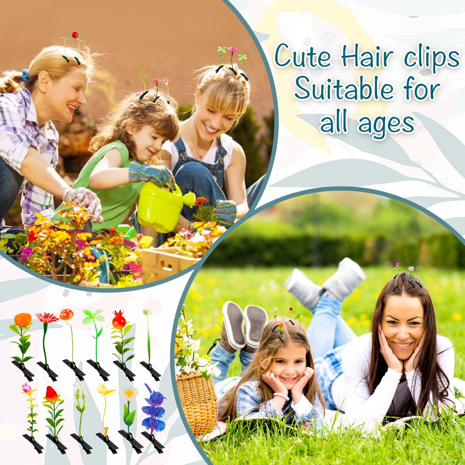 70PCS Mixed Sprout Hair Clips - Small Flower Hair Accessories for Women, Girls | Holiday Ornaments, Party Favors, Festival Gifts | Perfect for Weddings, Birthdays, Christmas Decorations & Daily Styling