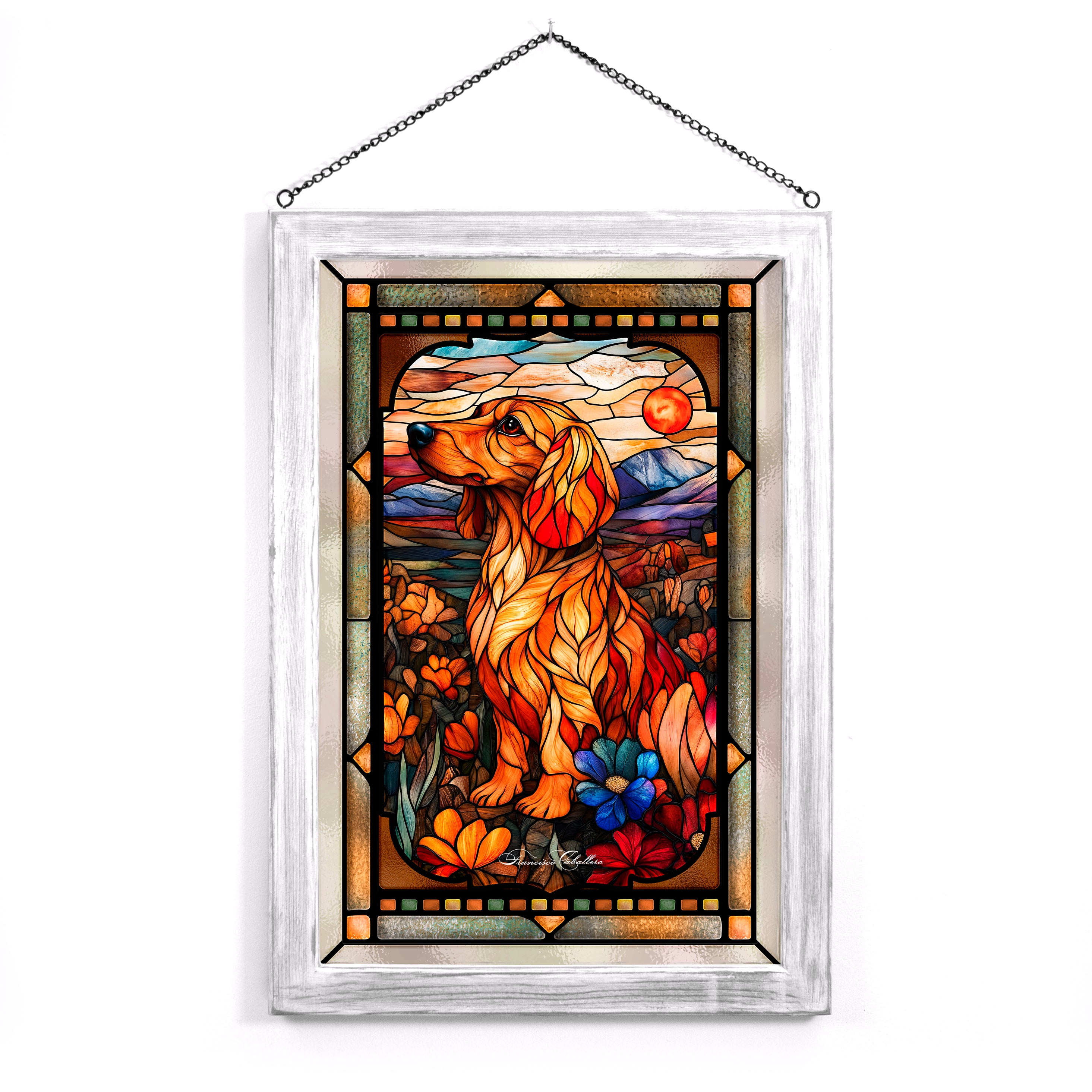 Handmade Dachshund Stained Glass Art - Unique Dog Lover Gift for Home Decor, Window Hanging, or Garden Ornament