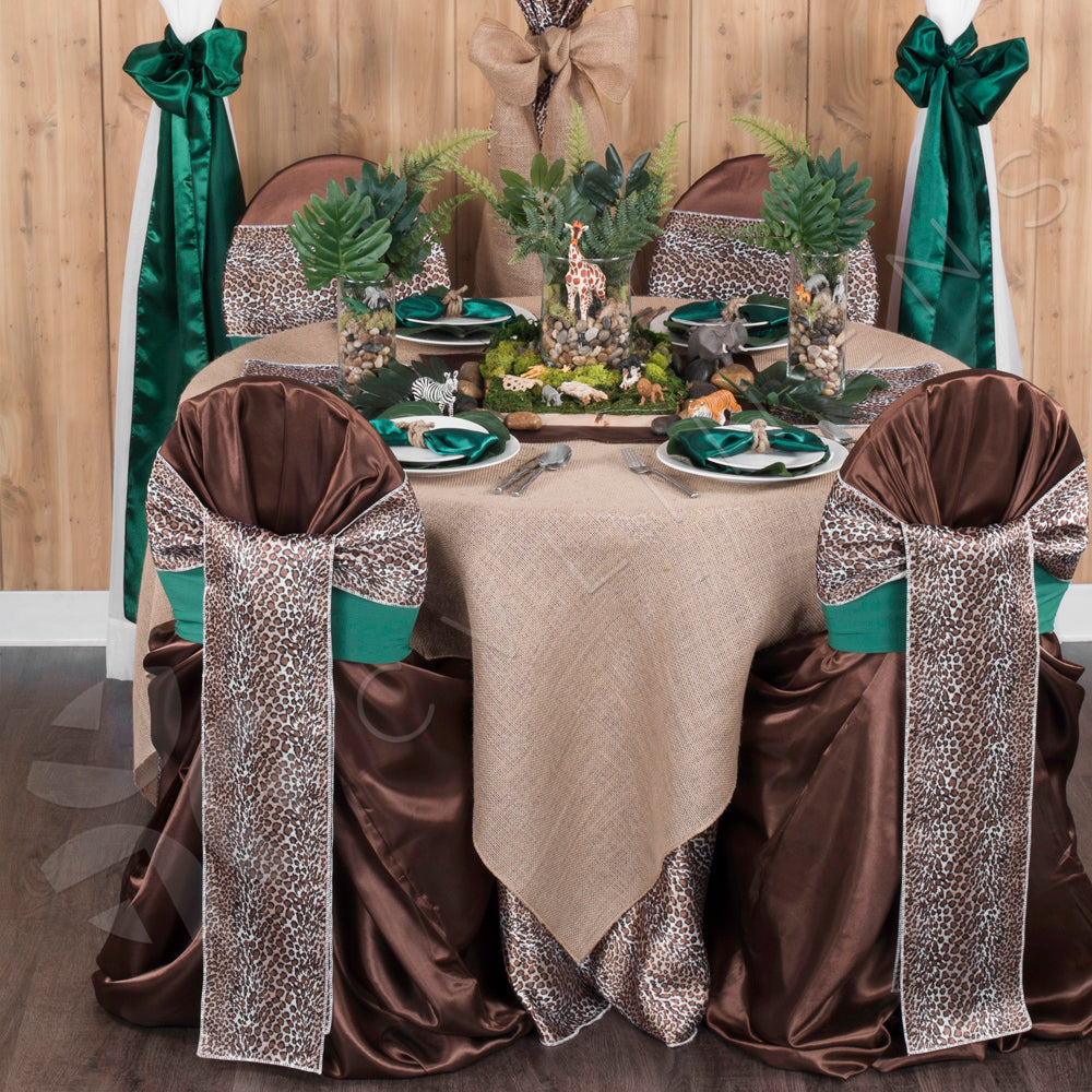 Elegant 120 Inch Round Satin Tablecloth with Leopard Print - Perfect for Weddings, Parties, and Formal Dining Events