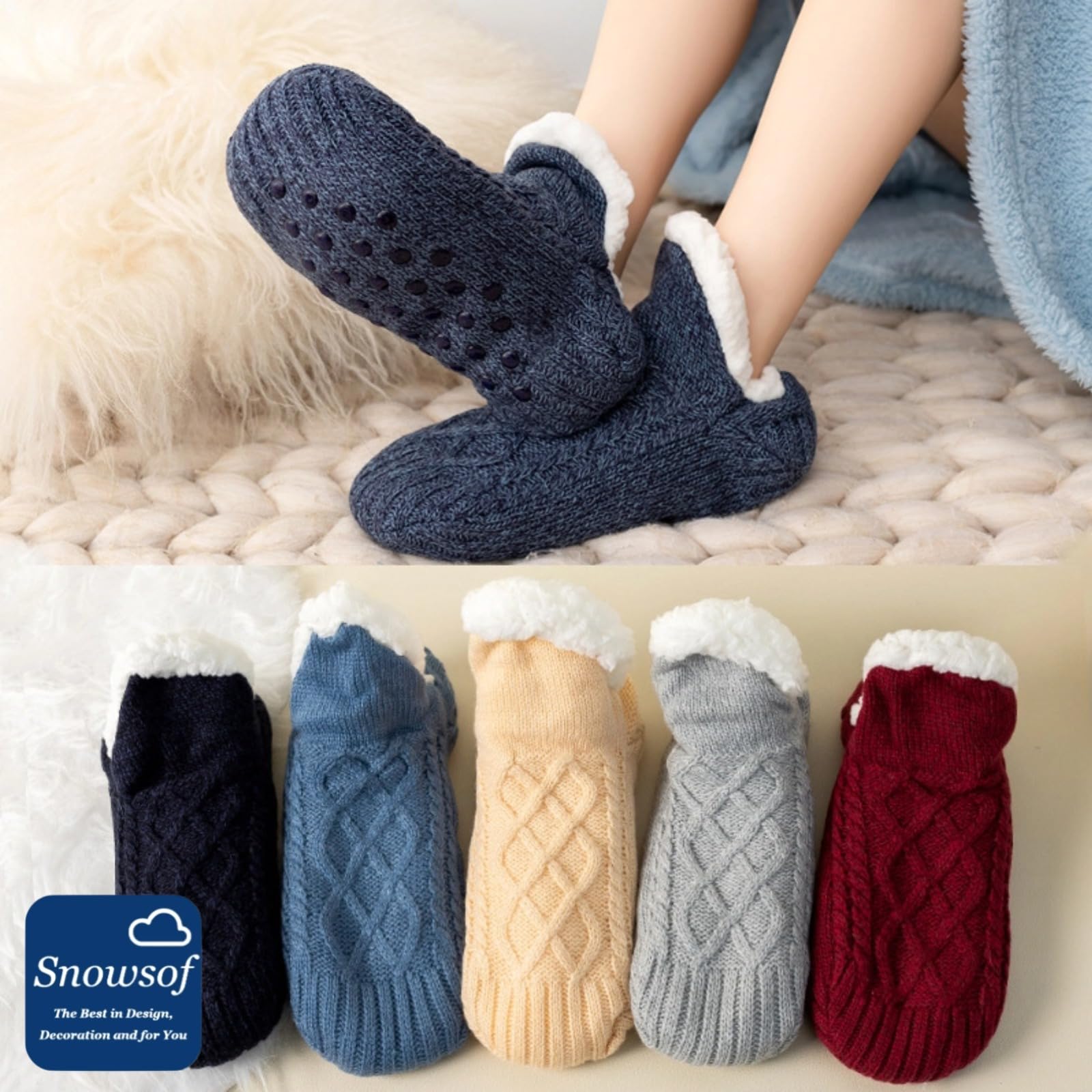 Cozy Winter Socks for Women - Ultra Warm Thermal Snow Socks with Fuzzy Lining for Cold Weather - Perfect for Snowboarding, Skiing & Indoor Comfort
