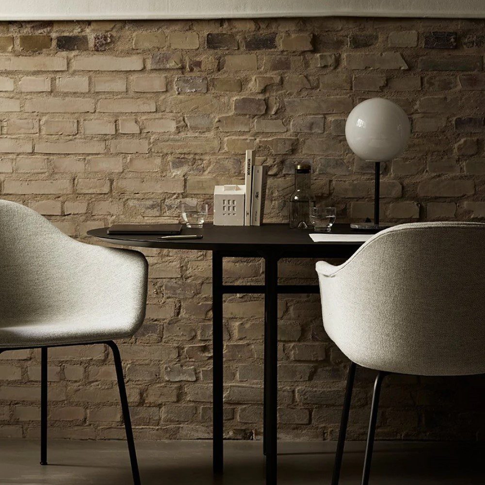 PRE ORDER AUDO CPH Snaregade Dining Table - 55 Inch Round Black Steel & Dark Stained Oak - Modern Scandinavian Dining Room Furniture for Home & Restaurant Use