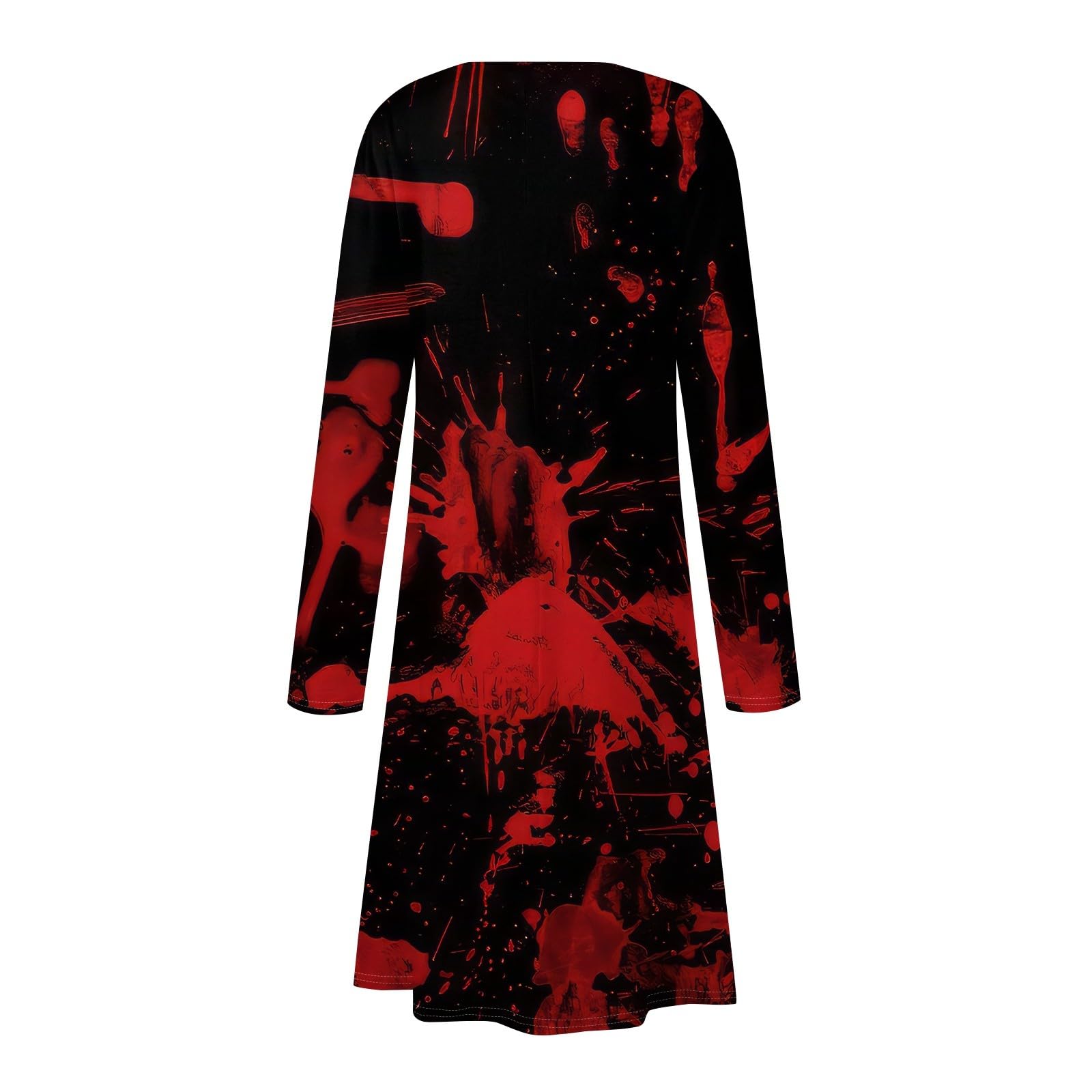 FlekmanArt Women's Long Sleeve A-Line Dress 2025 | Halloween Printed Round Neck Tunic Dress | Elegant Party Wear for Halloween, Christmas & Special Occasions