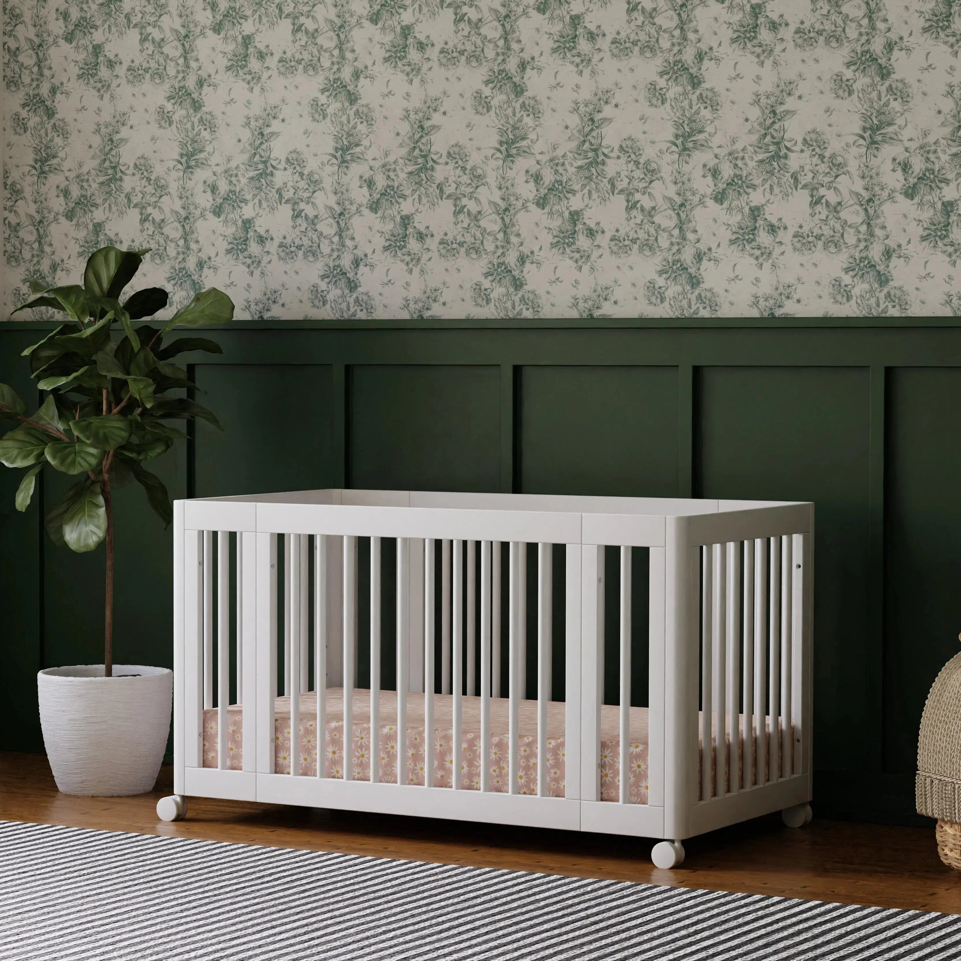 Babyletto Yuzu 8-in-1 Convertible Crib - White | Modern Nursery Furniture for Newborn to Toddler | Safe & Stylish Baby Bed for Small Spaces