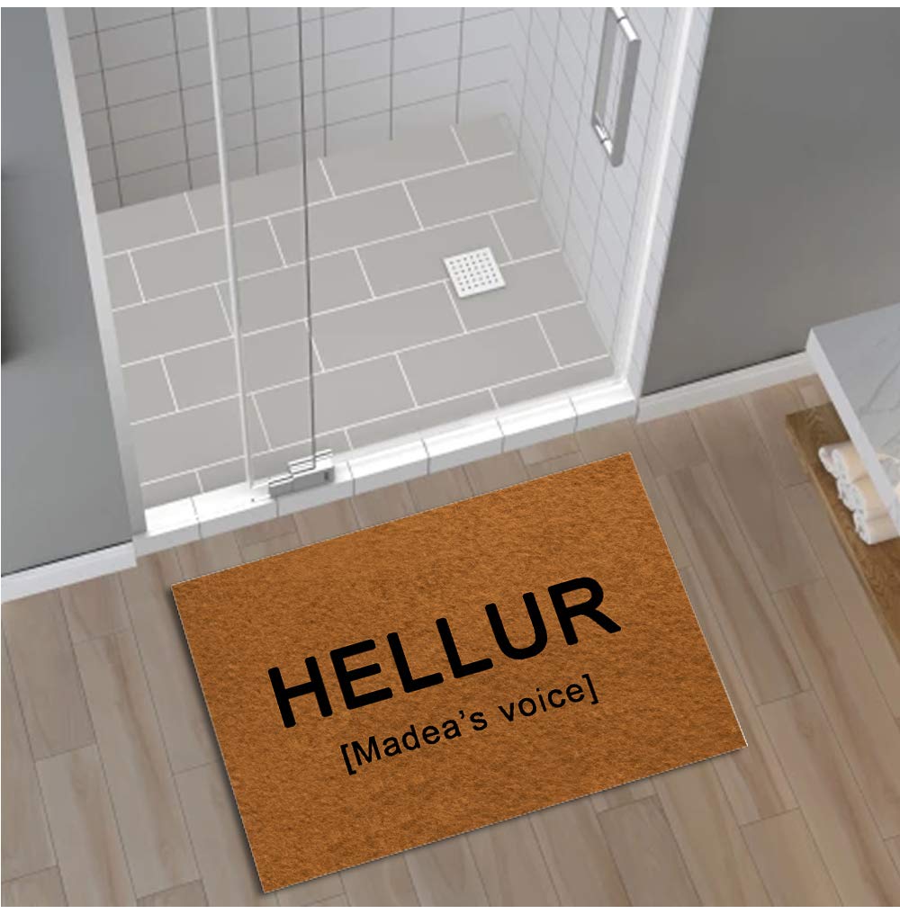 Funny Welcome Doormat 'Hellur' - Non-Slip Entrance Rug with Madea's Voice (30x18 Inch) - Perfect for Front Door, Porch, Balcony & Home Decor