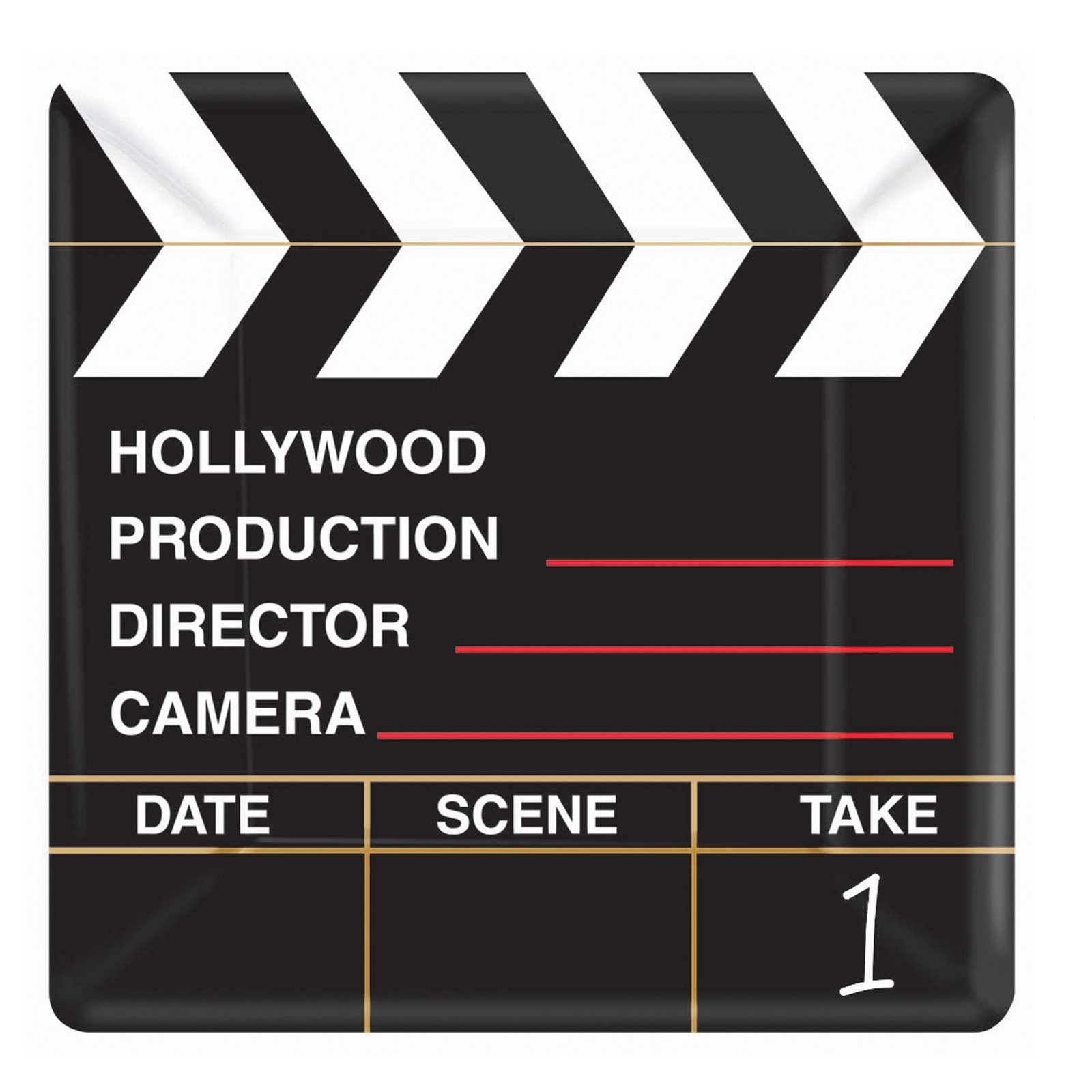 amscan Director's Cut Hollywood Square Banquet Dinner Plates - 12-Pack Premium Disposable Party Plates for Weddings, Birthdays & Special Events