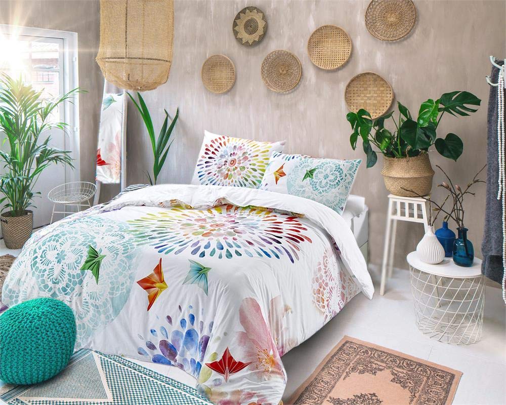Melli Mello Elessa 2-Piece 100% Cotton Sateen Comforter Set - Ultra Soft & Breathable Floral Design for Bedroom Decor - Perfect for Master Bedroom, Guest Room & Dorm Comfort