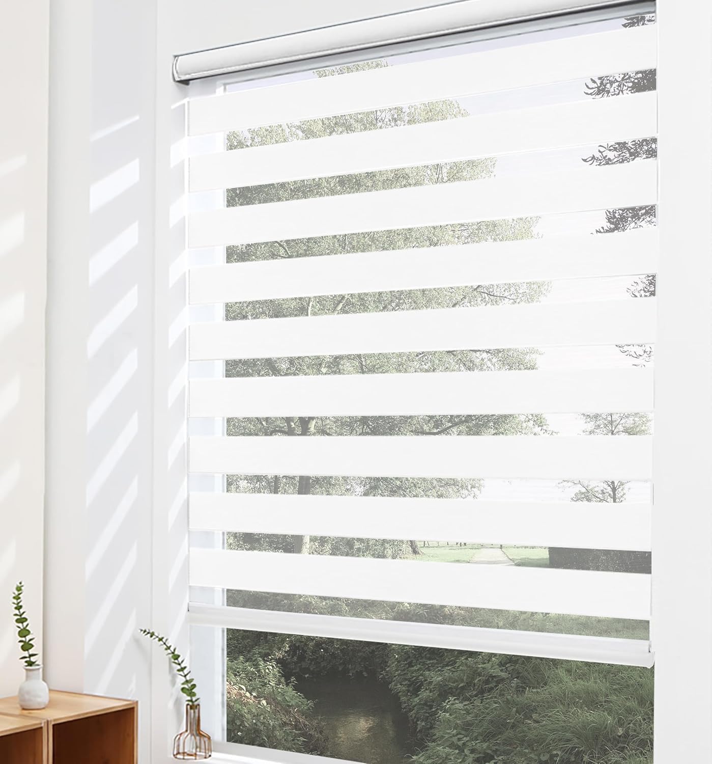 Flamax Cordless Zebra Blinds - Custom Color-Matched Light Filtering Window Shades for Day & Night Privacy | Energy-Saving Dual Layer Design | Perfect for Living Room, Bedroom & Office Windows
