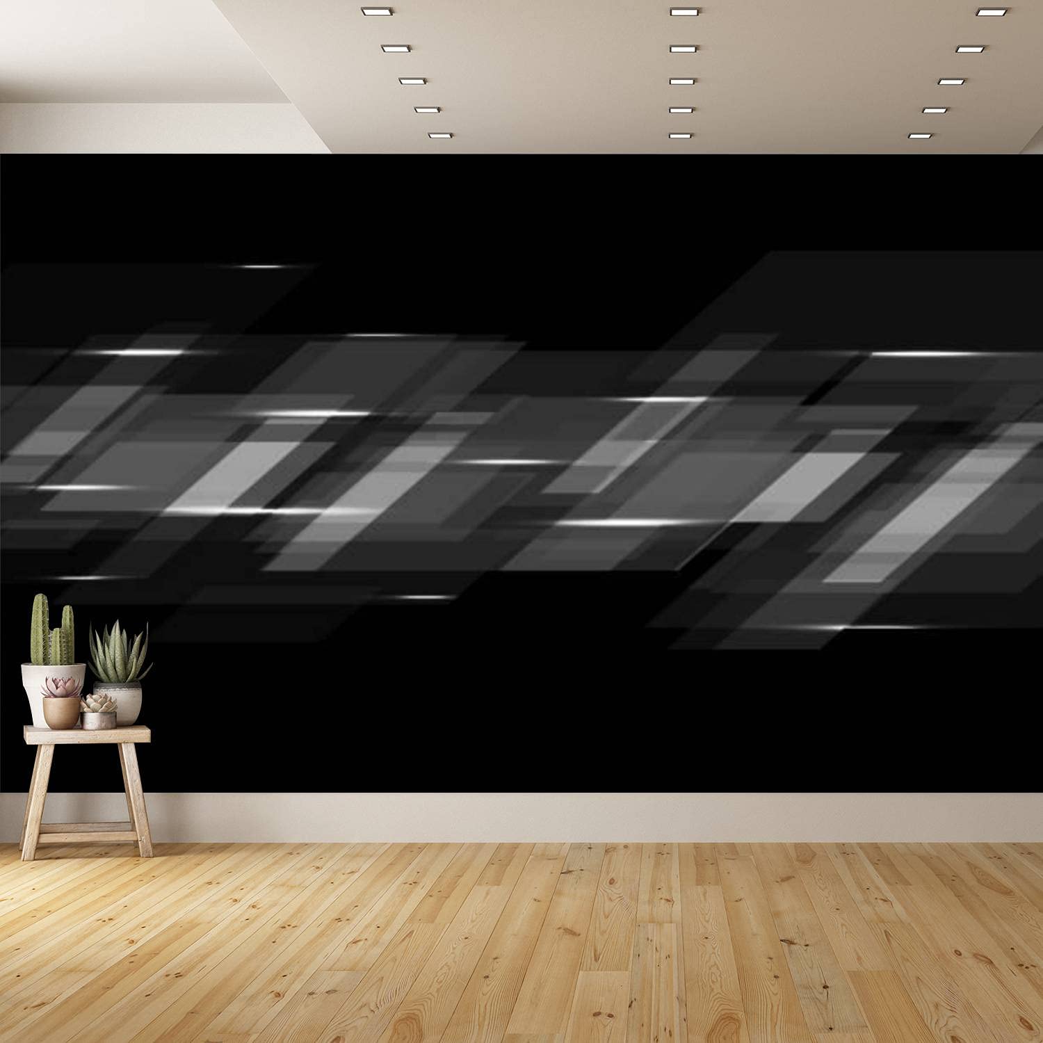 Removable Peel and Stick Wallpaper - Black Abstract Geometric Design for Bedroom, Kitchen, Bathroom & Office - Self-Adhesive Home Decor Wallpaper - Perfect for Modern Interiors, Accent Walls & DIY Home Improvement Projects