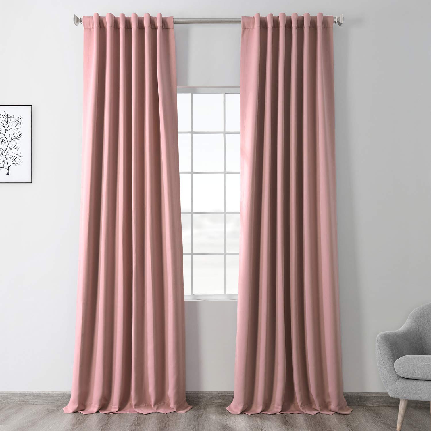 Blackout Curtains 50x96 Inches - Room Darkening Window Drapes for Bedroom & Living Room, Thermal Insulated Panels (1 Panel, Fresco Blush) - Perfect for Home Decor, Privacy & Light Control