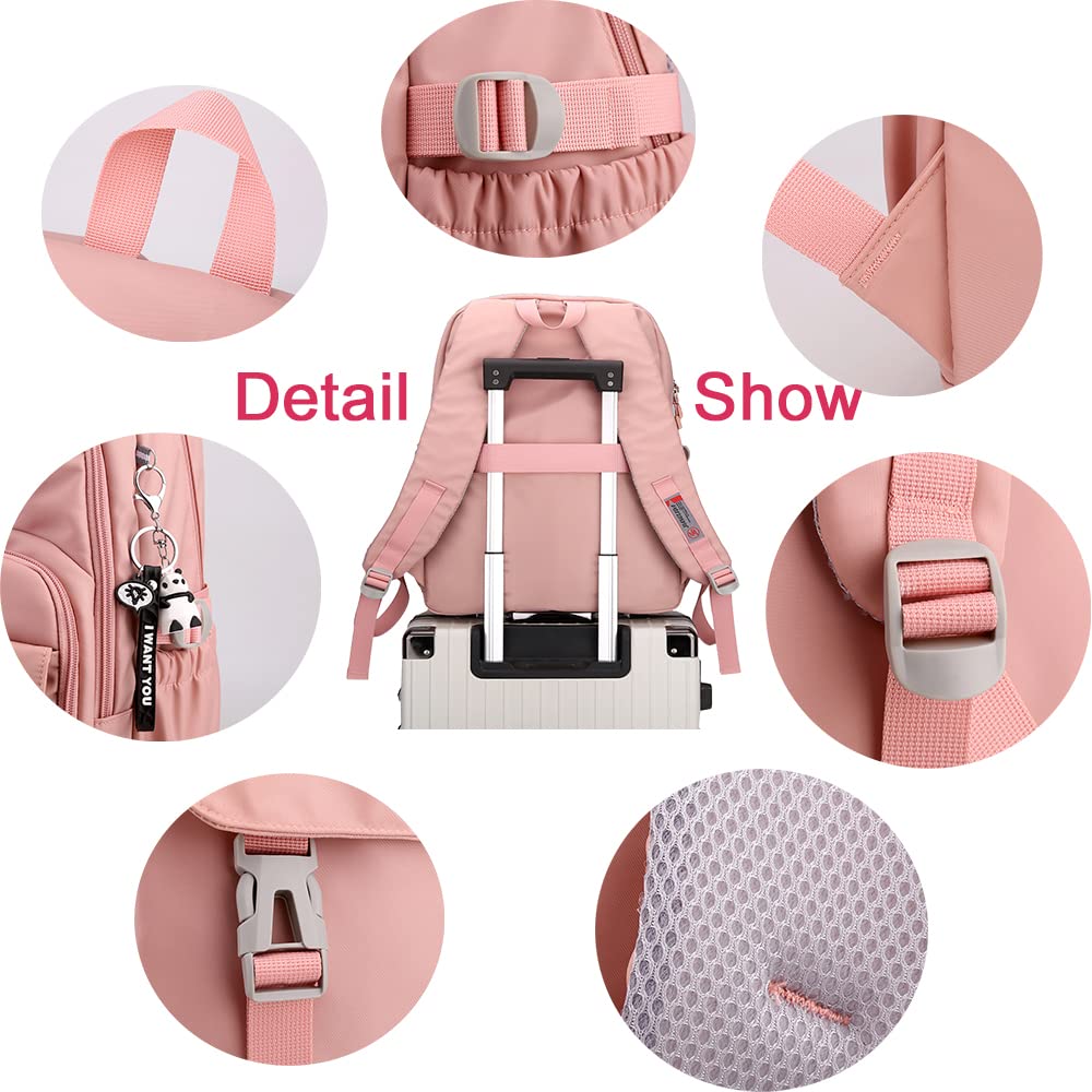ROER Waterproof Laptop Backpack for Women - 17 Inch Large College Bookbag, Durable Travel Daypack for University, Work & Outdoor Activities (Pink) - Perfect for School, Commuting & Business Trips