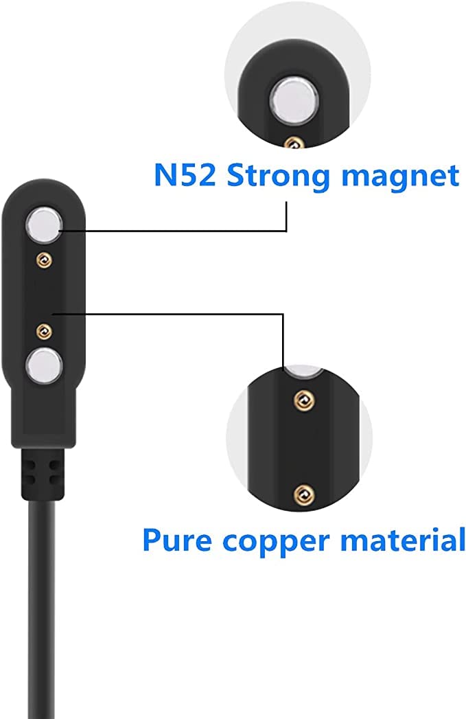 Universal Magnetic Smart Watch Charger Cable - 2 Pin USB Charging Cord for Smartwatches & Fitness Trackers (2.84mm Pin Spacing) | Perfect for Apple Watch, Samsung Galaxy Watch, Garmin & More