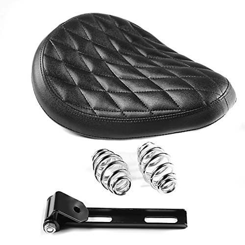 Premium Solo Bobber Diamond Contoured Motorcycle Seat - Compatible with Cruiser & Custom Bikes (Black, CB43002) - Ideal for Harley, Chopper & Bobber Riders for Comfort & Style