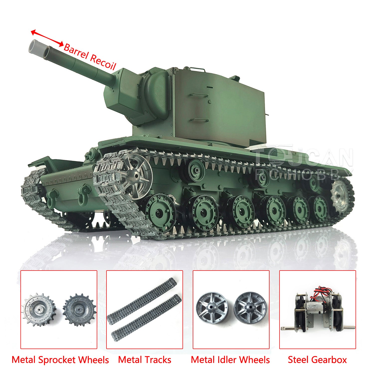 Henglong 1/16 Scale Upgraded 7.0 Soviet KV-2 RTR RC Tank with Metal Tracks, Barrel Recoil & Battery Charger - Ready-to-Run Remote Control Military Vehicle for Collectors & Battle Reenactments