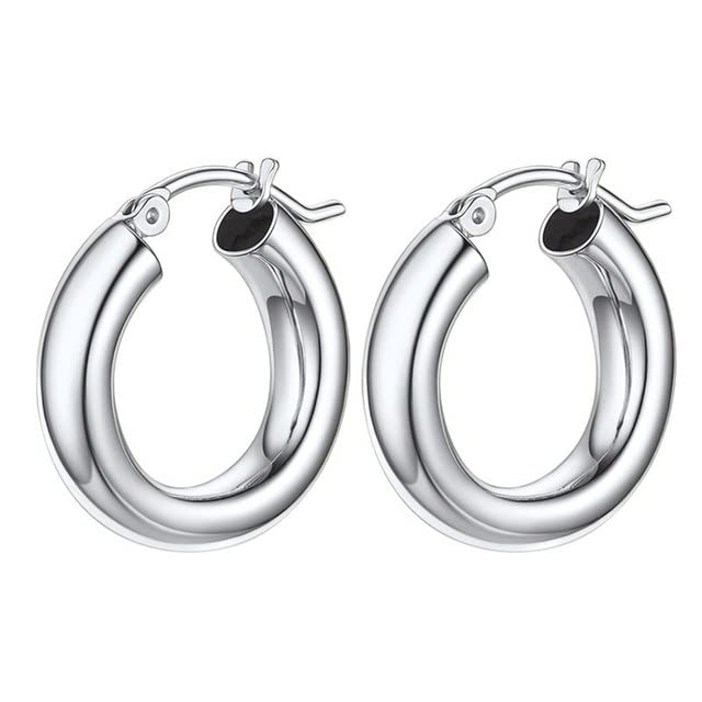 925 Sterling Silver Steampunk Hoop Earrings for Women - Trendy Elegant Geometric Jewelry Set, Hypoallergenic Party & Birthday Gift for Her - Perfect for Night Out, Wedding, Anniversary & Special Occasions