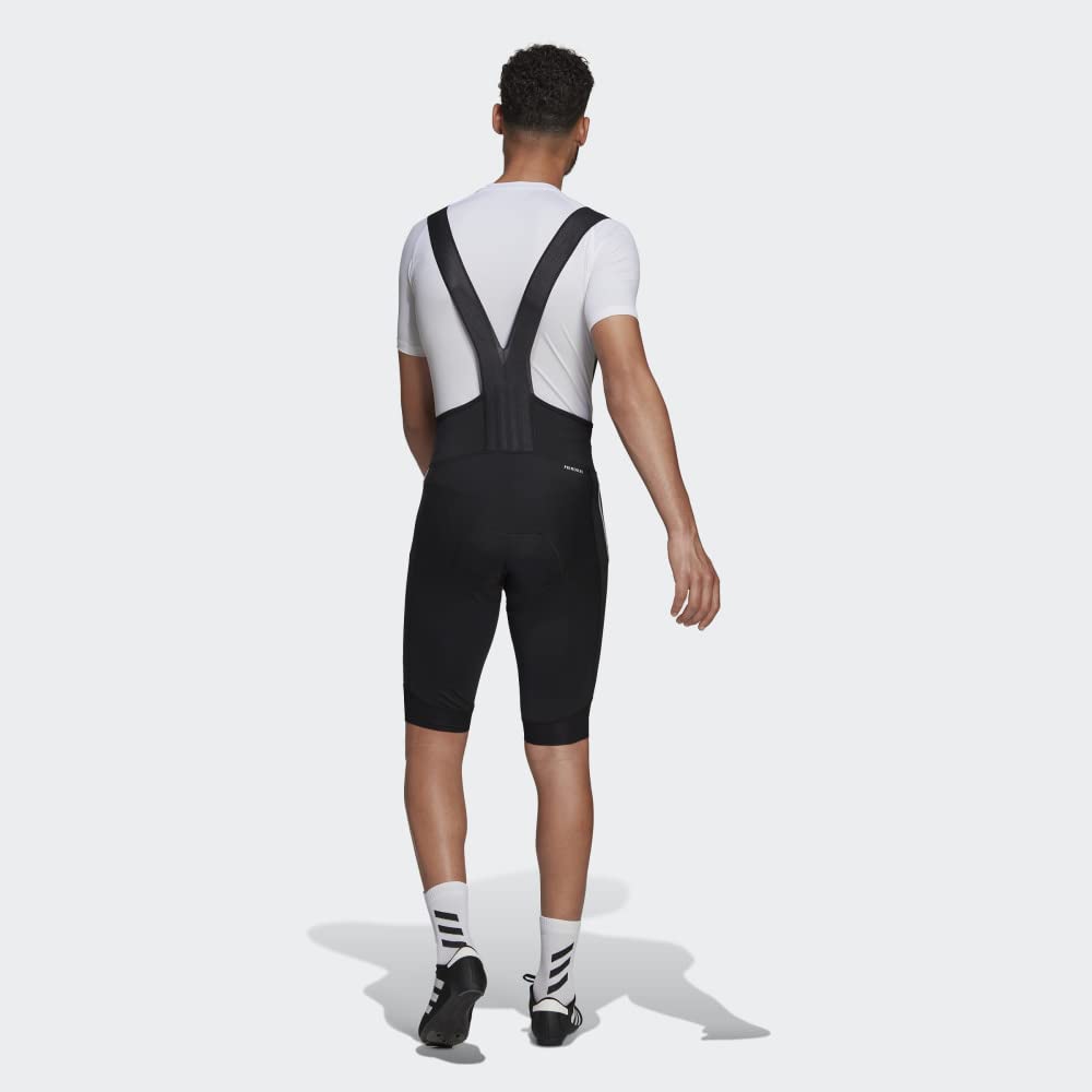 **Adidas Men's Padded Cycling Bib Shorts - Black & White - Comfortable & Breathable for Road Biking & Indoor Training**