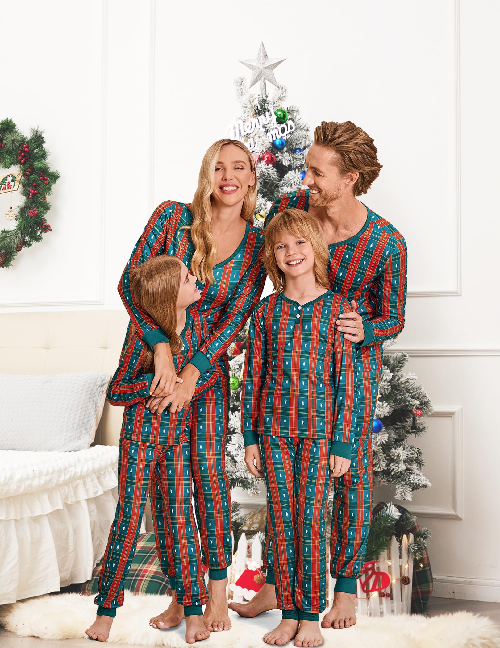 Ekouaer Family Matching Christmas Pajama Sets - Women's Men's Kids Holiday Sleepwear, Long Sleeve PJs for Cozy Winter Nights | Perfect for Family Photos, Christmas Morning & Festive Gatherings