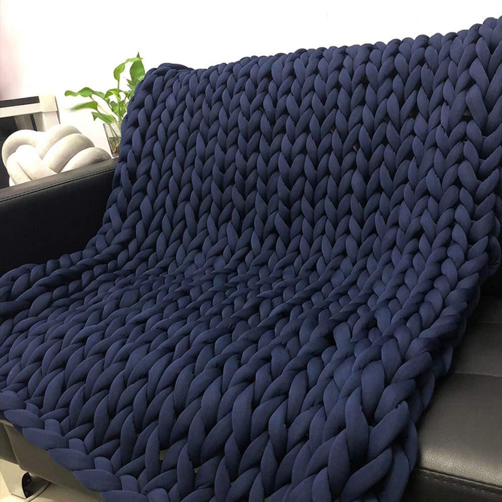Handmade Chunky Knit Blanket - Soft & Thick Machine Washable Throw Blanket for Bed, Sofa & Couch - Grey 60x80 Inches (150x200cm) - Perfect for Cozy Nights, Winter Warmth & Home Decor