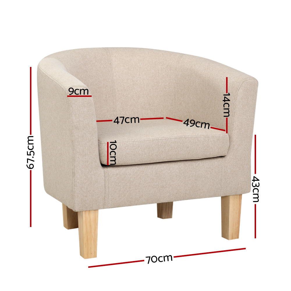 Comfortable Abby Armchair & Sofa Chair in Beige - Perfect for Living Room, Bedroom, or Office Relaxation